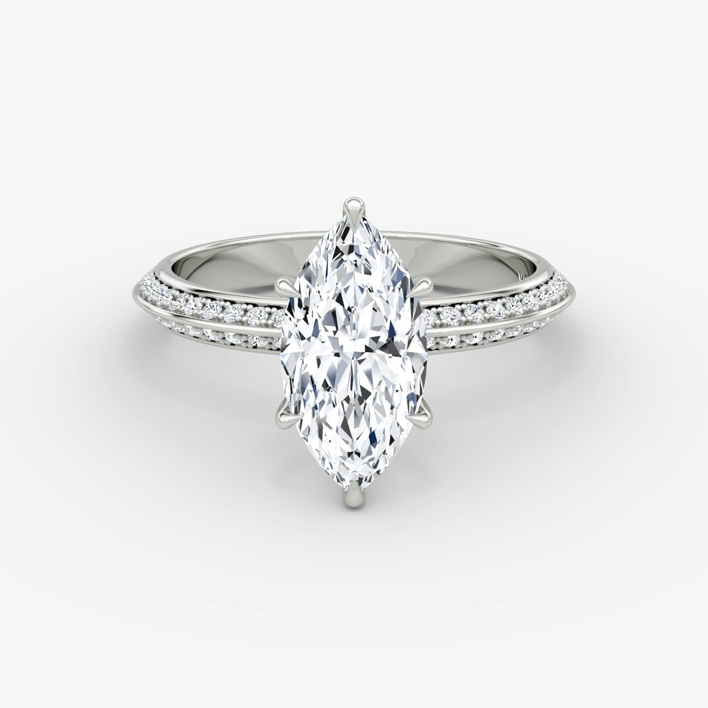 The Knife-Edge | Marquise | 18k | White Gold | bandAccent: Pavé | hiddenHalo: no | diamondOrientation: vertical | caratWeight: other