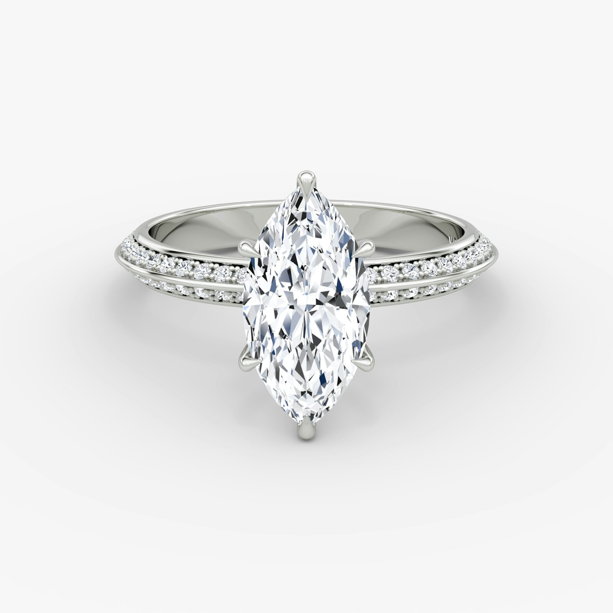 The Knife-Edge | Marquise | 18k | White Gold | bandAccent: Pavé | hiddenHalo: no | diamondOrientation: vertical | caratWeight: other