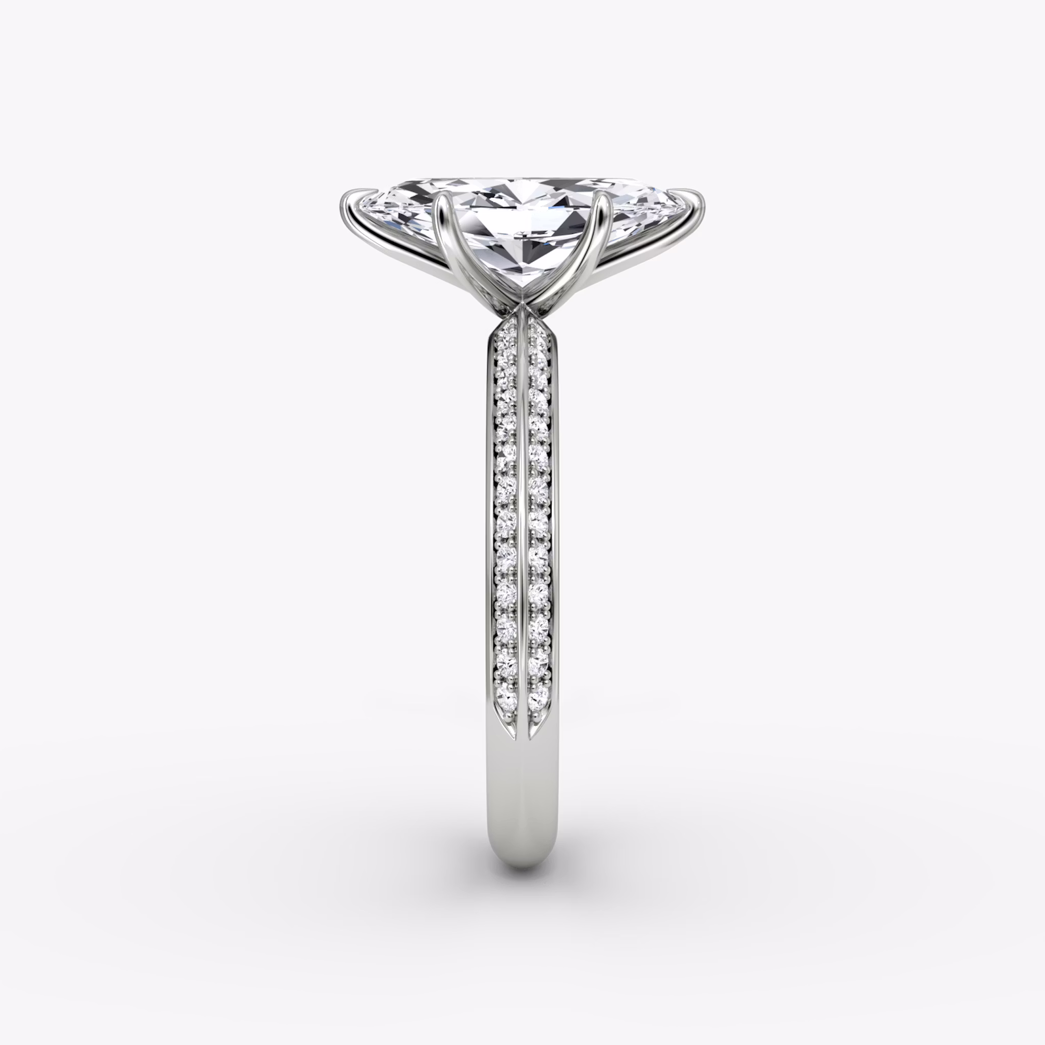 The Knife-Edge | Marquise | 18k | White Gold | bandAccent: Pavé | hiddenHalo: no | diamondOrientation: vertical | caratWeight: other