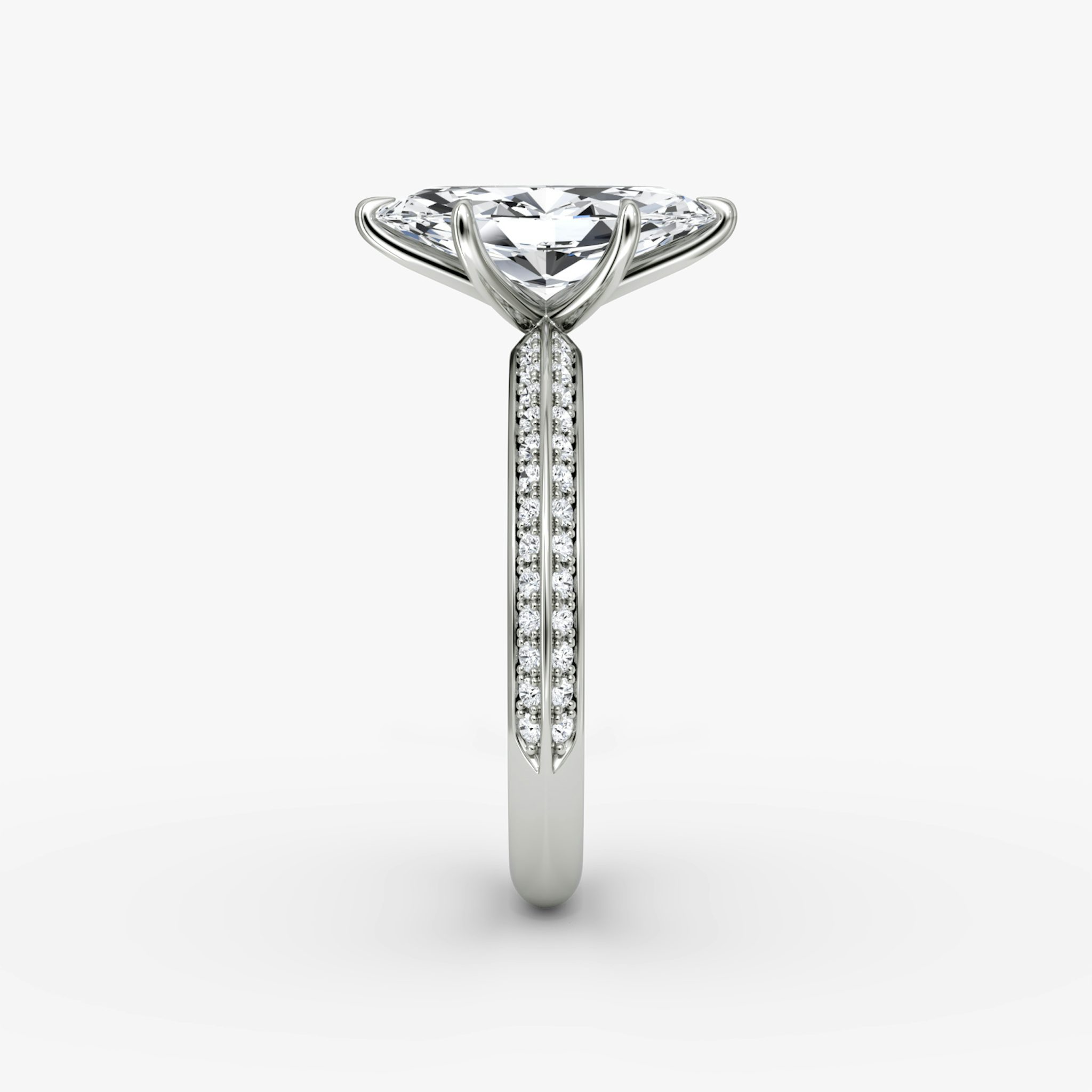 The Knife-Edge | Marquise | 18k | White Gold | bandAccent: Pavé | hiddenHalo: no | diamondOrientation: vertical | caratWeight: other