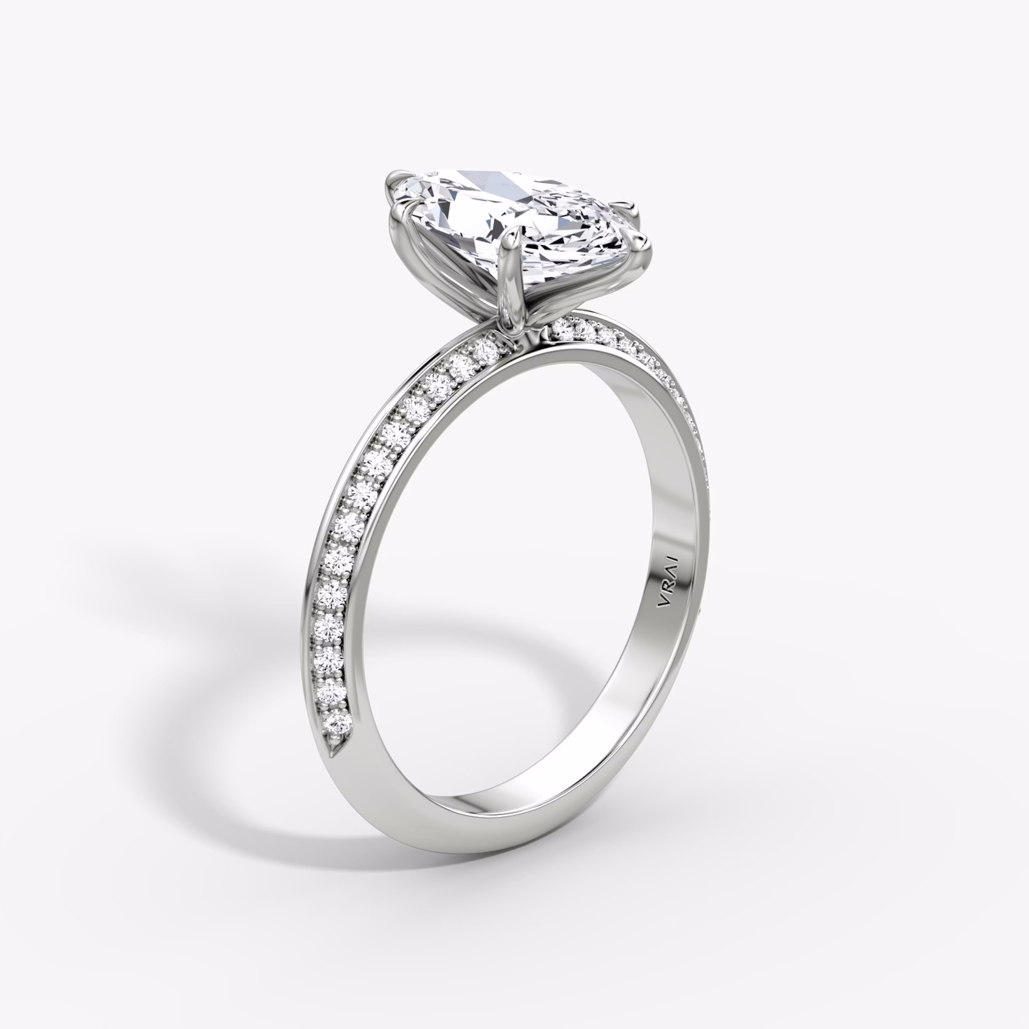 The Knife-Edge | Marquise | 18k | White Gold | bandAccent: Pavé | hiddenHalo: no | diamondOrientation: vertical | caratWeight: other