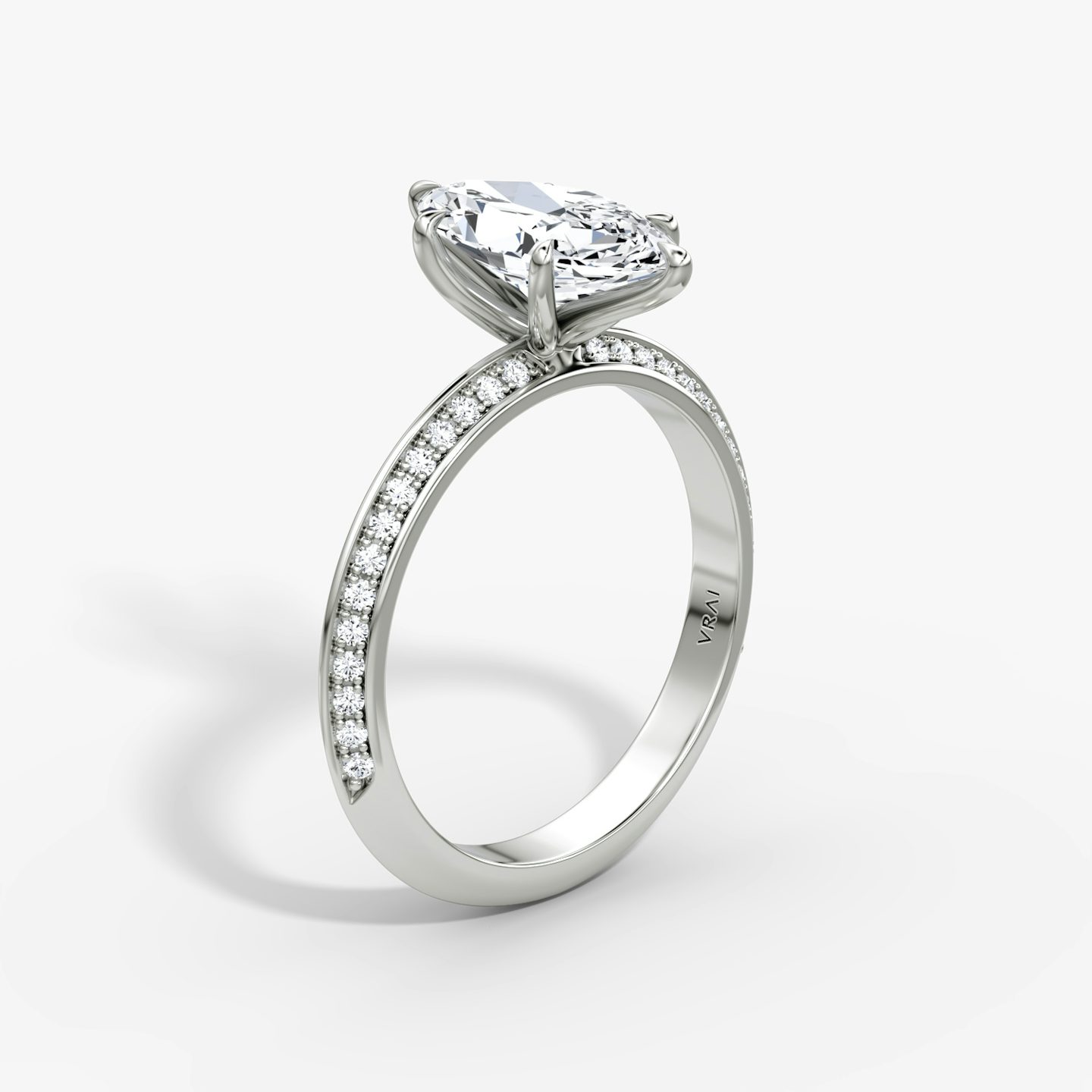 The Knife-Edge | Marquise | 18k | White Gold | bandAccent: Pavé | hiddenHalo: no | diamondOrientation: vertical | caratWeight: other