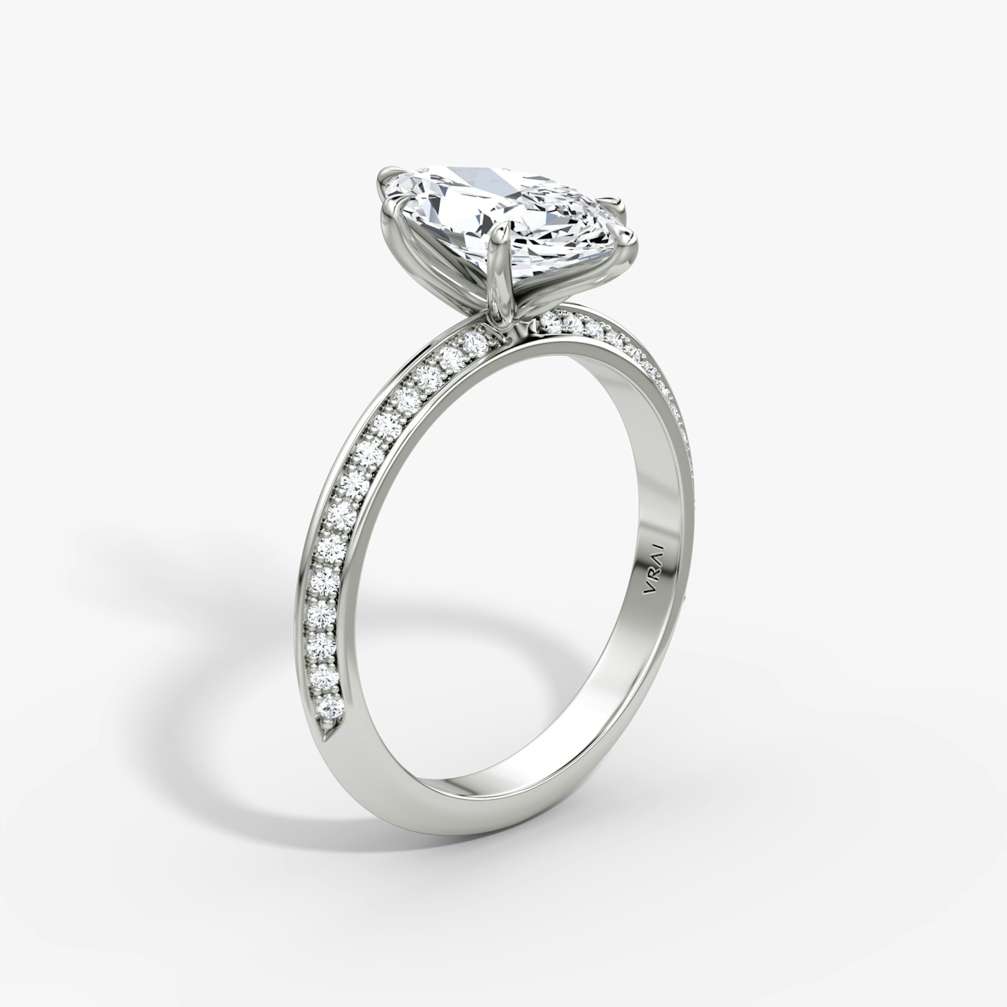 The Knife-Edge | Marquise | 18k | White Gold | bandAccent: Pavé | hiddenHalo: no | diamondOrientation: vertical | caratWeight: other