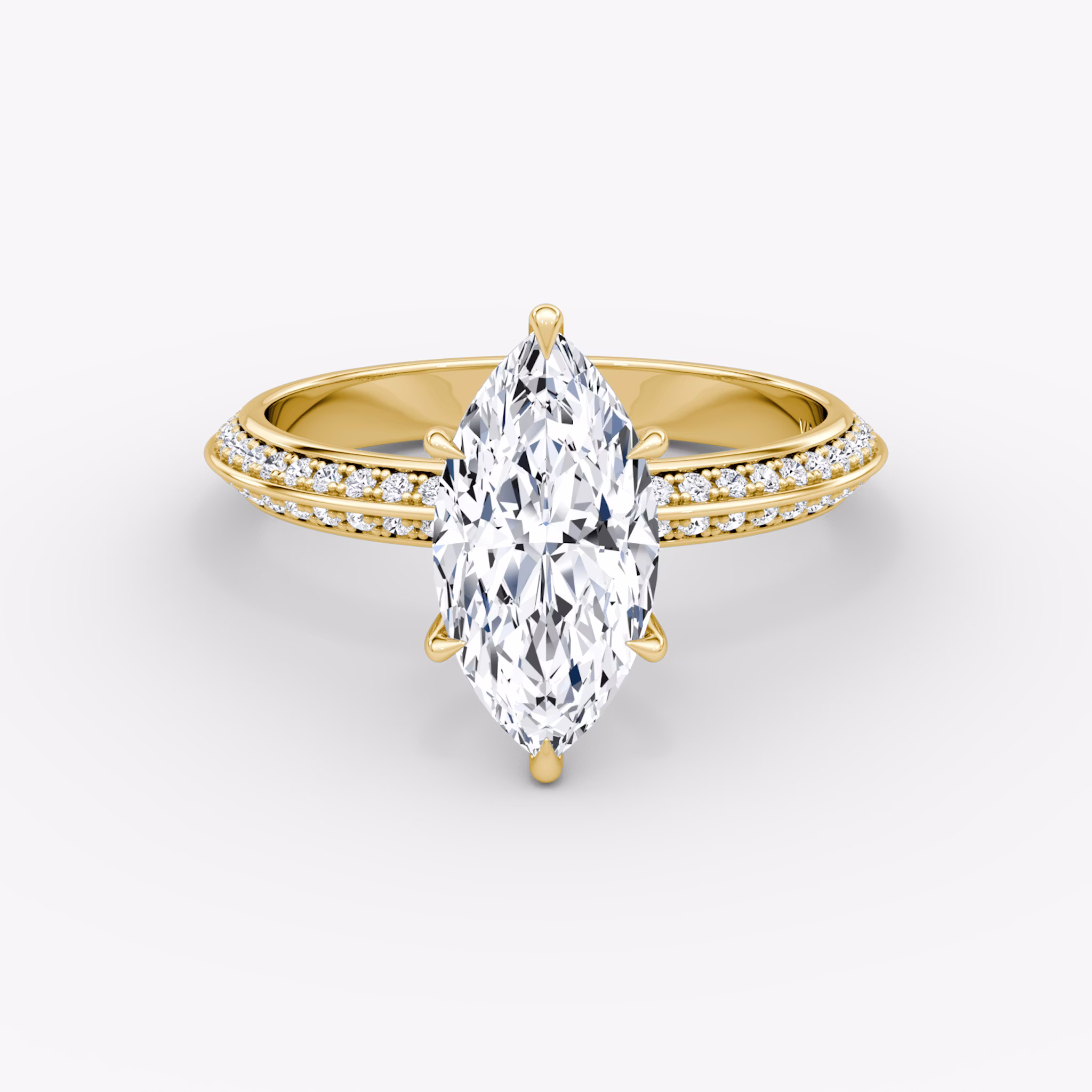 The Knife-Edge | Marquise | 18k | Yellow Gold | bandAccent: Pavé | hiddenHalo: no | diamondOrientation: vertical | caratWeight: other
