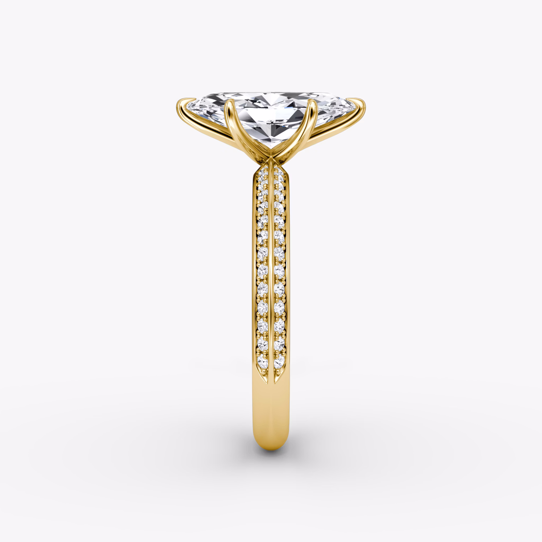 The Knife-Edge | Marquise | 18k | Yellow Gold | bandAccent: Pavé | hiddenHalo: no | diamondOrientation: vertical | caratWeight: other