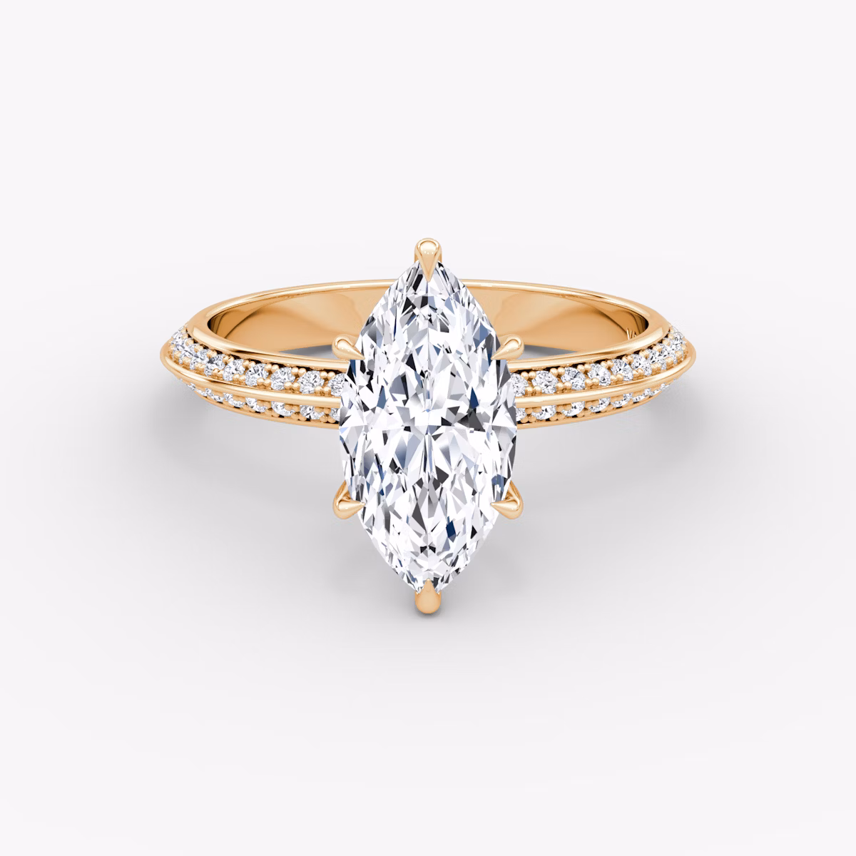 The Knife-Edge | Marquise | 14k | Rose Gold | bandAccent: Pavé | hiddenHalo: no | diamondOrientation: vertical | caratWeight: other