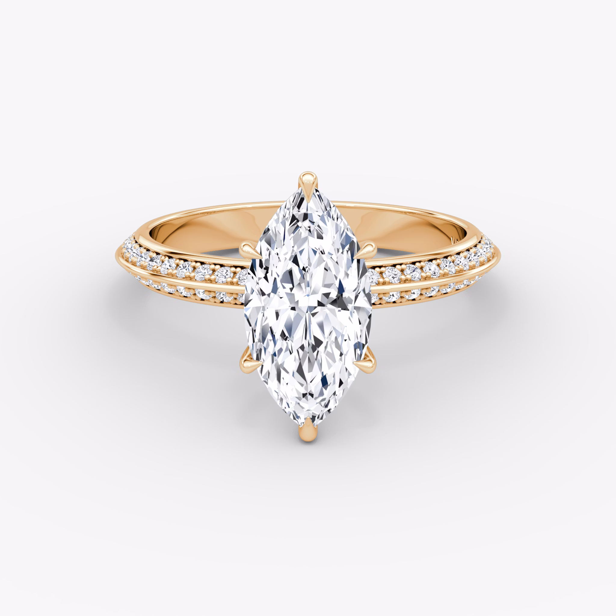 The Knife-Edge | Marquise | 14k | Rose Gold | bandAccent: Pavé | hiddenHalo: no | diamondOrientation: vertical | caratWeight: other