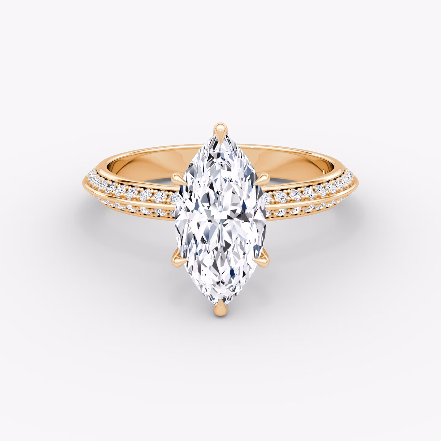 Knife-Edge | Marquise | 14k | Roségold | bandAccent: Mit Pavé-Besatz | hiddenHalo: no | diamondOrientation: vertical | caratWeight: other