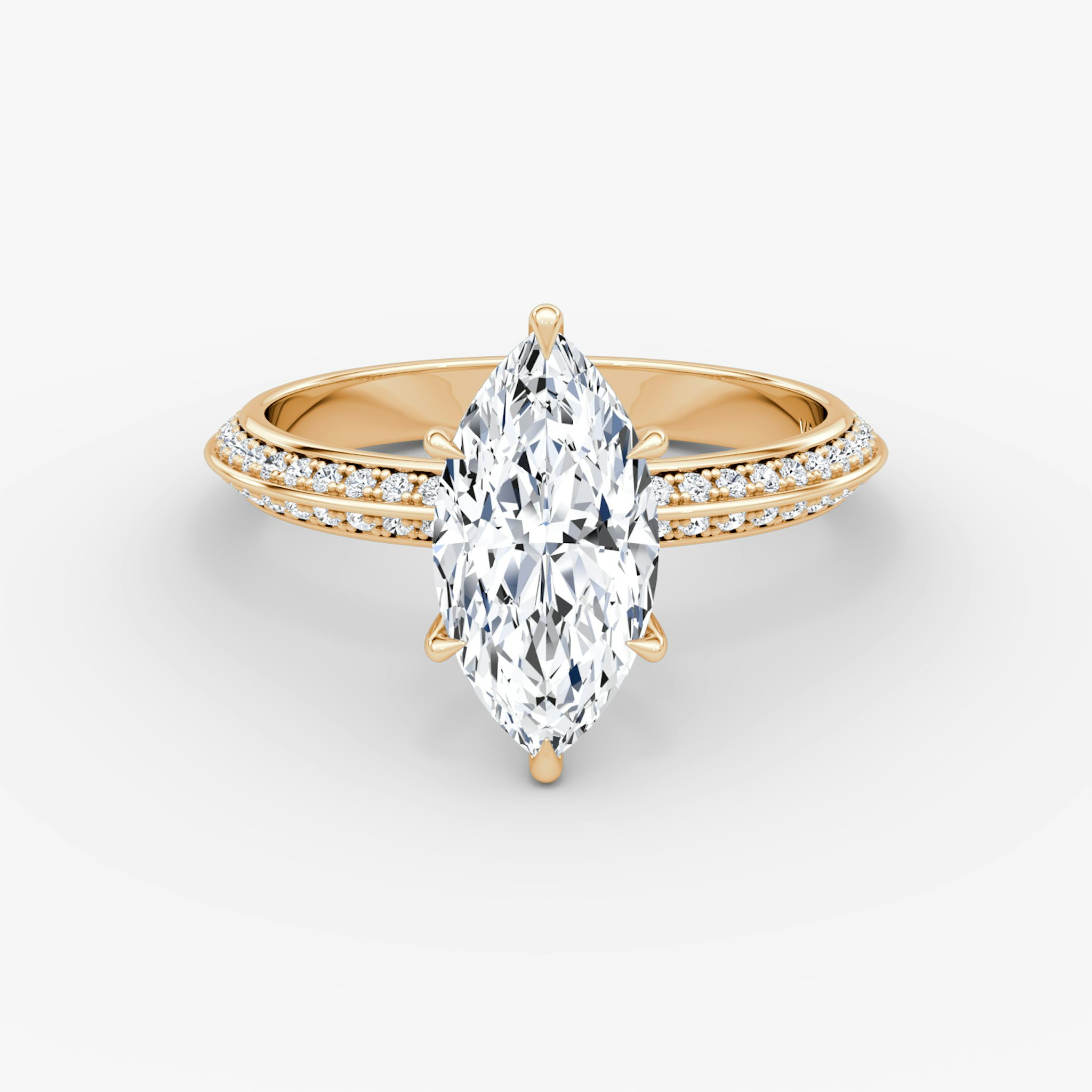 The Knife-Edge | Marquise | 14k | Rose Gold | bandAccent: Pavé | hiddenHalo: no | diamondOrientation: vertical | caratWeight: other