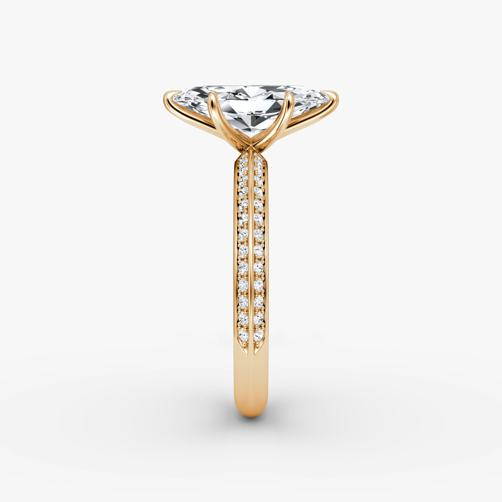 The Knife-Edge | Marquise | 14k | Rose Gold | bandAccent: Pavé | hiddenHalo: no | diamondOrientation: vertical | caratWeight: other