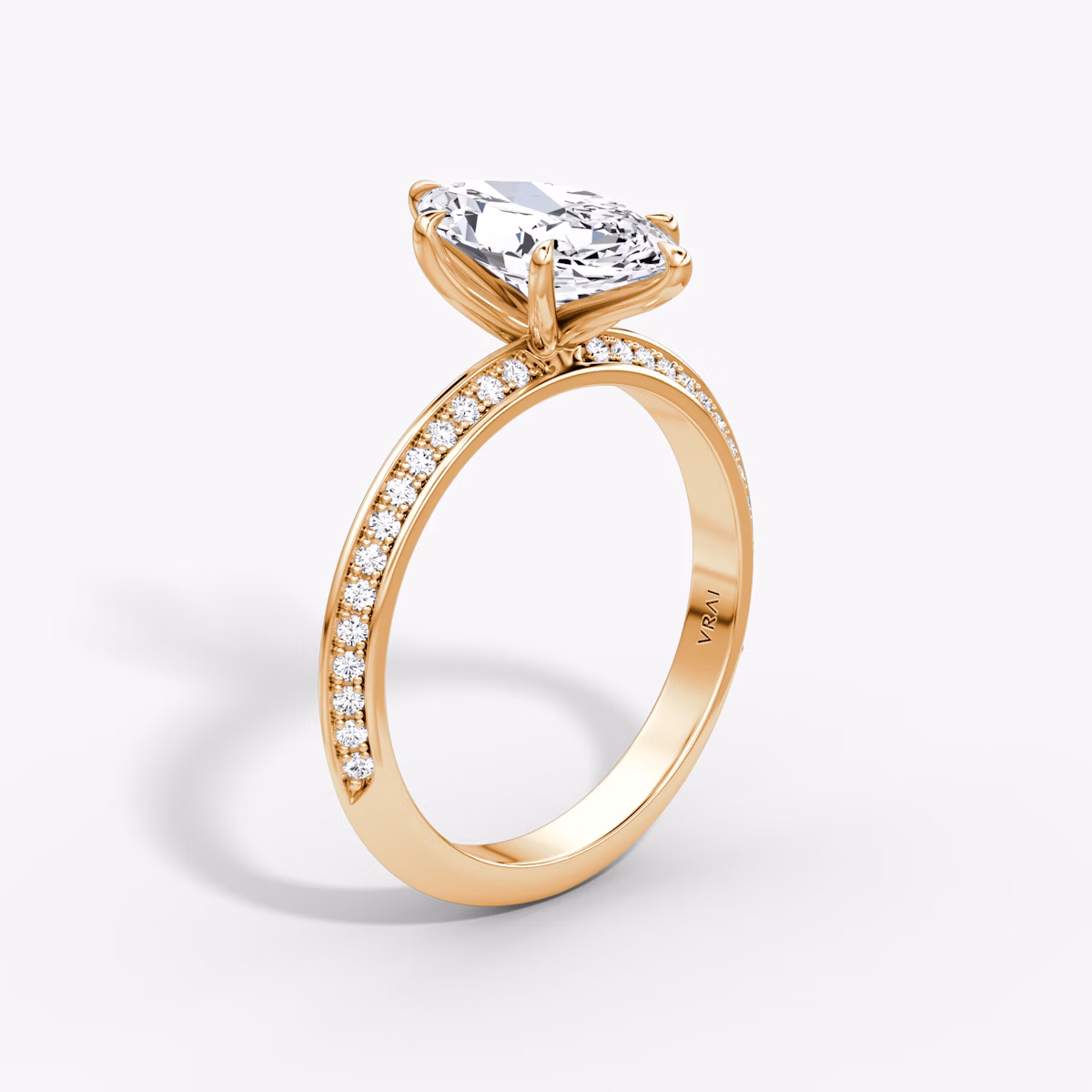 The Knife-Edge | Marquise | 14k | Rose Gold | bandAccent: Pavé | hiddenHalo: no | diamondOrientation: vertical | caratWeight: other