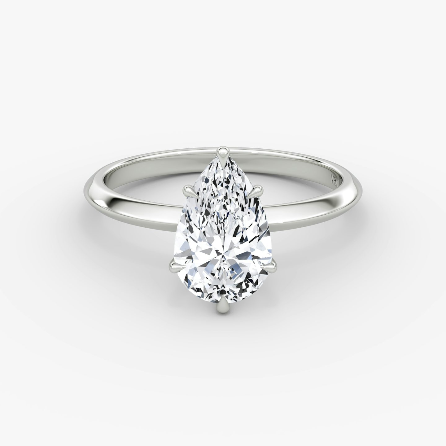 The Knife-Edge | Pear | 18k | White Gold | bandAccent: Plain | hiddenHalo: no | diamondOrientation: vertical | caratWeight: other