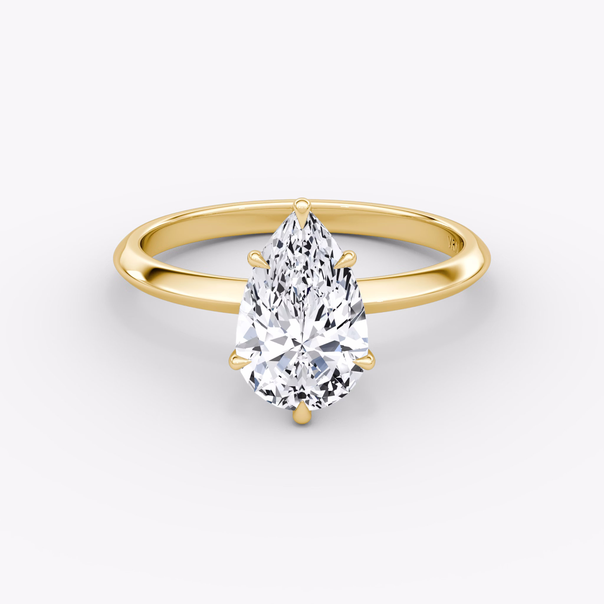 The Knife-Edge | Pear | 18k | Yellow Gold | bandAccent: Plain | hiddenHalo: no | diamondOrientation: vertical | caratWeight: other