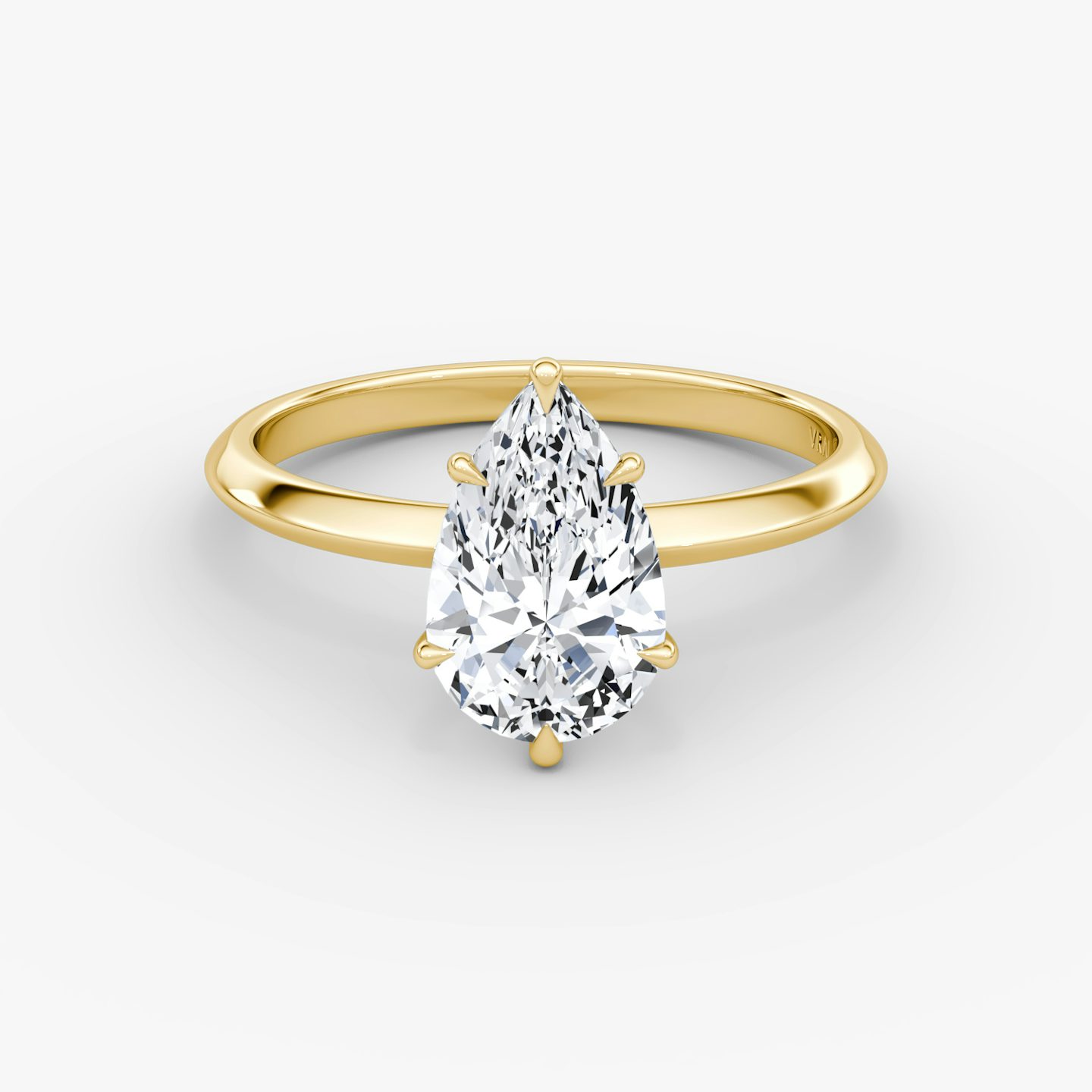 The Knife-Edge | Pear | 18k | Yellow Gold | bandAccent: Plain | hiddenHalo: no | diamondOrientation: vertical | caratWeight: other