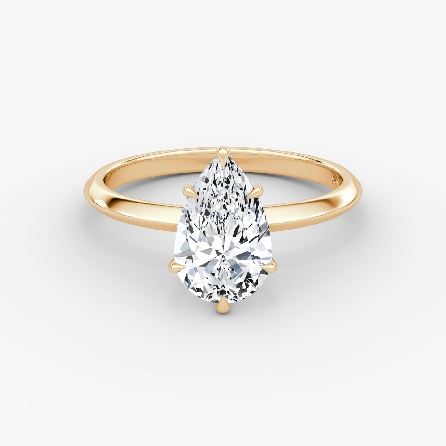 The Knife-Edge | Pear | 14k | Rose Gold | bandAccent: Plain | hiddenHalo: no | diamondOrientation: vertical | caratWeight: other