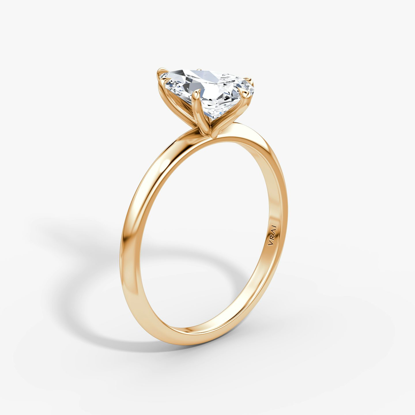 The Knife-Edge | Pear | 14k | Rose Gold | bandAccent: Plain | hiddenHalo: no | diamondOrientation: vertical | caratWeight: other