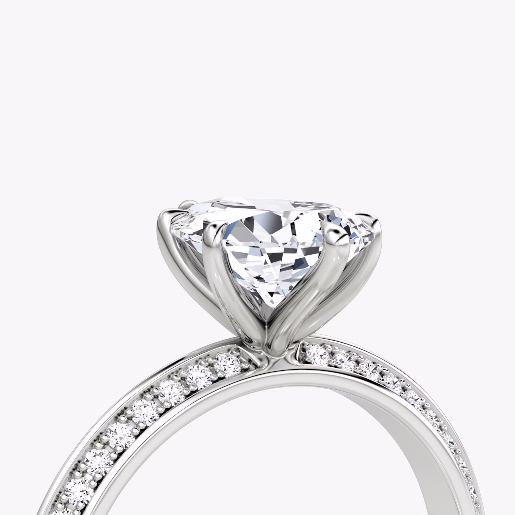 The Knife-Edge | Pear | 18k | White Gold | bandAccent: Pavé | hiddenHalo: no | diamondOrientation: vertical | caratWeight: other