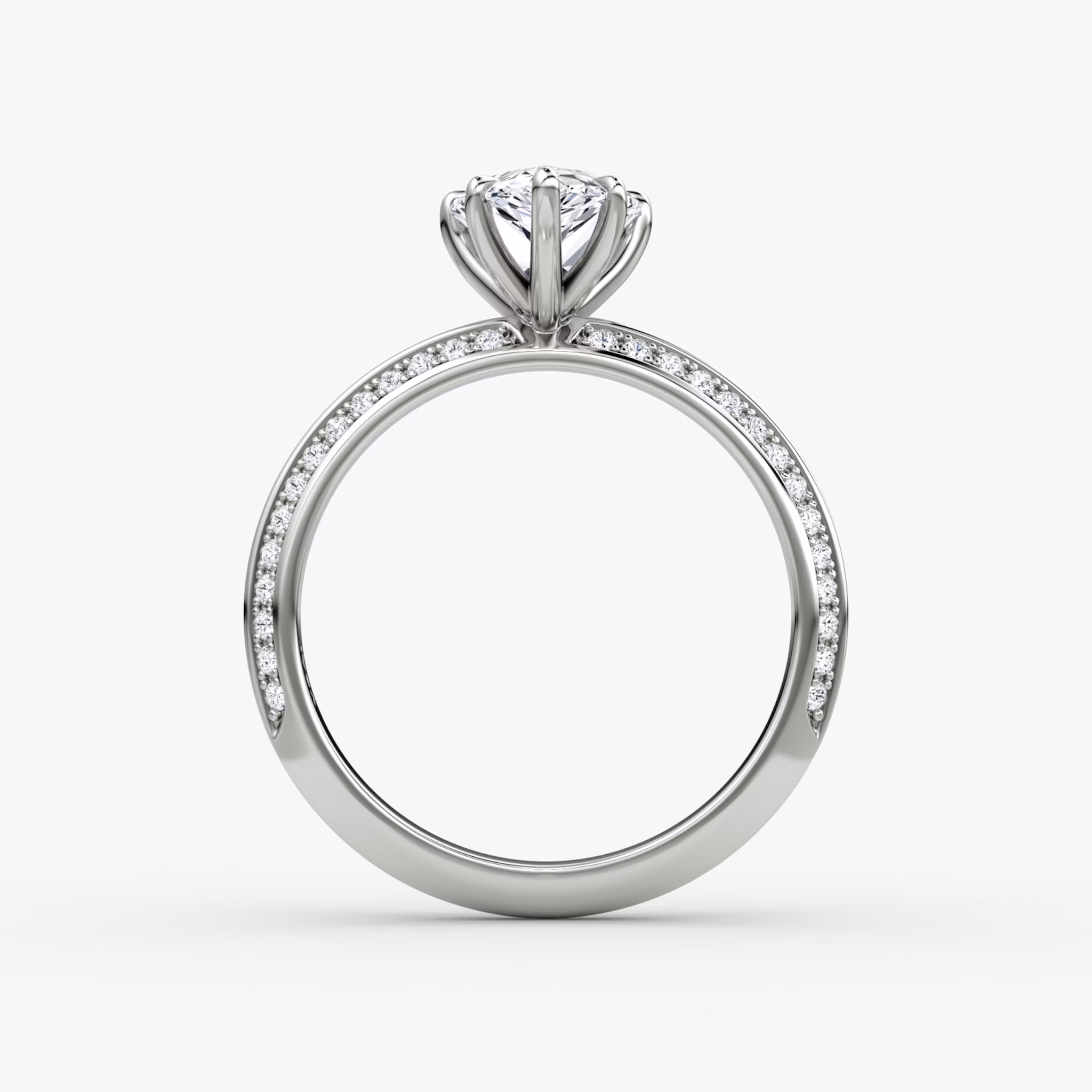 The Knife-Edge | Pear | 18k | White Gold | bandAccent: Pavé | hiddenHalo: no | diamondOrientation: vertical | caratWeight: other