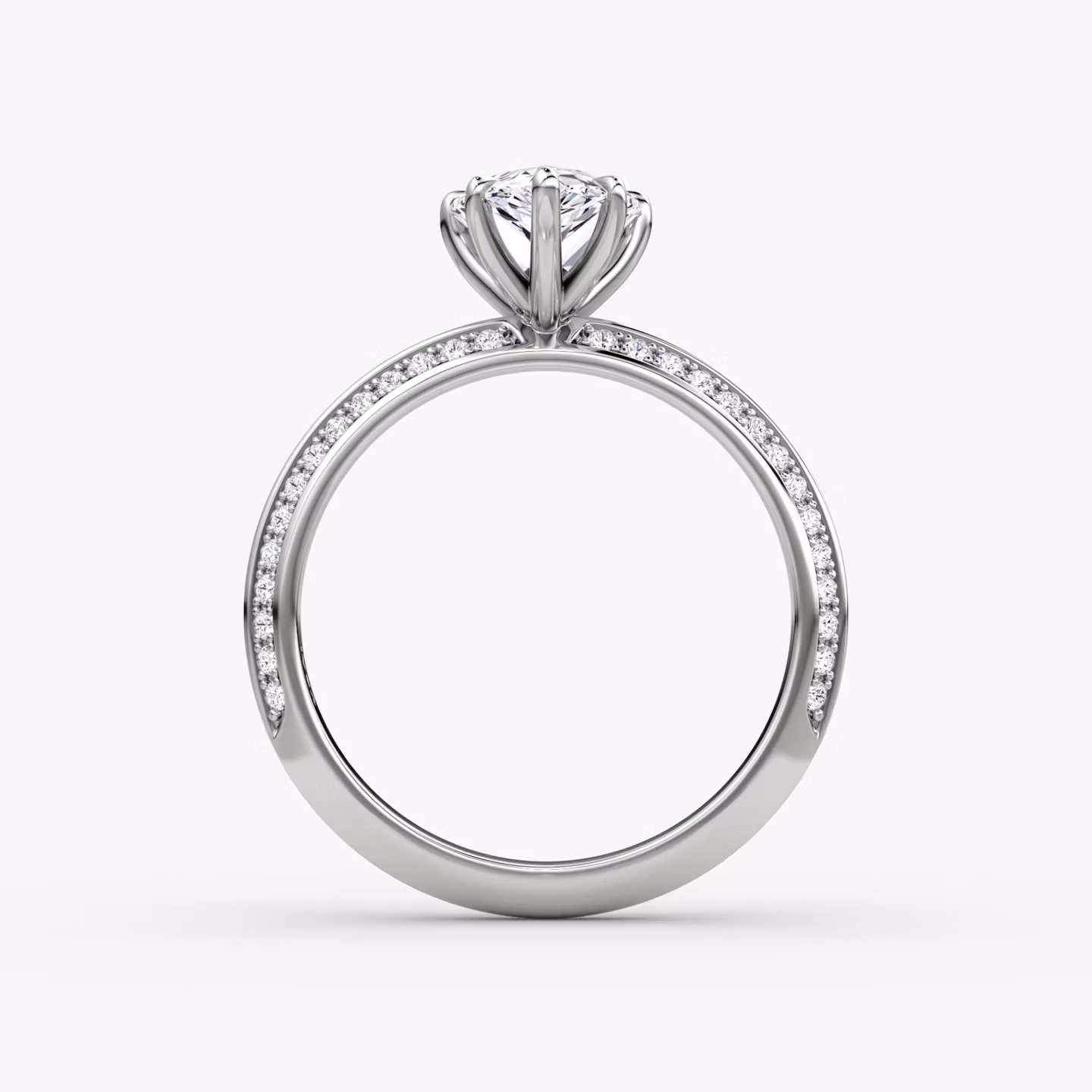 The Knife-Edge | Pear | 18k | White Gold | bandAccent: Pavé | hiddenHalo: no | diamondOrientation: vertical | caratWeight: other