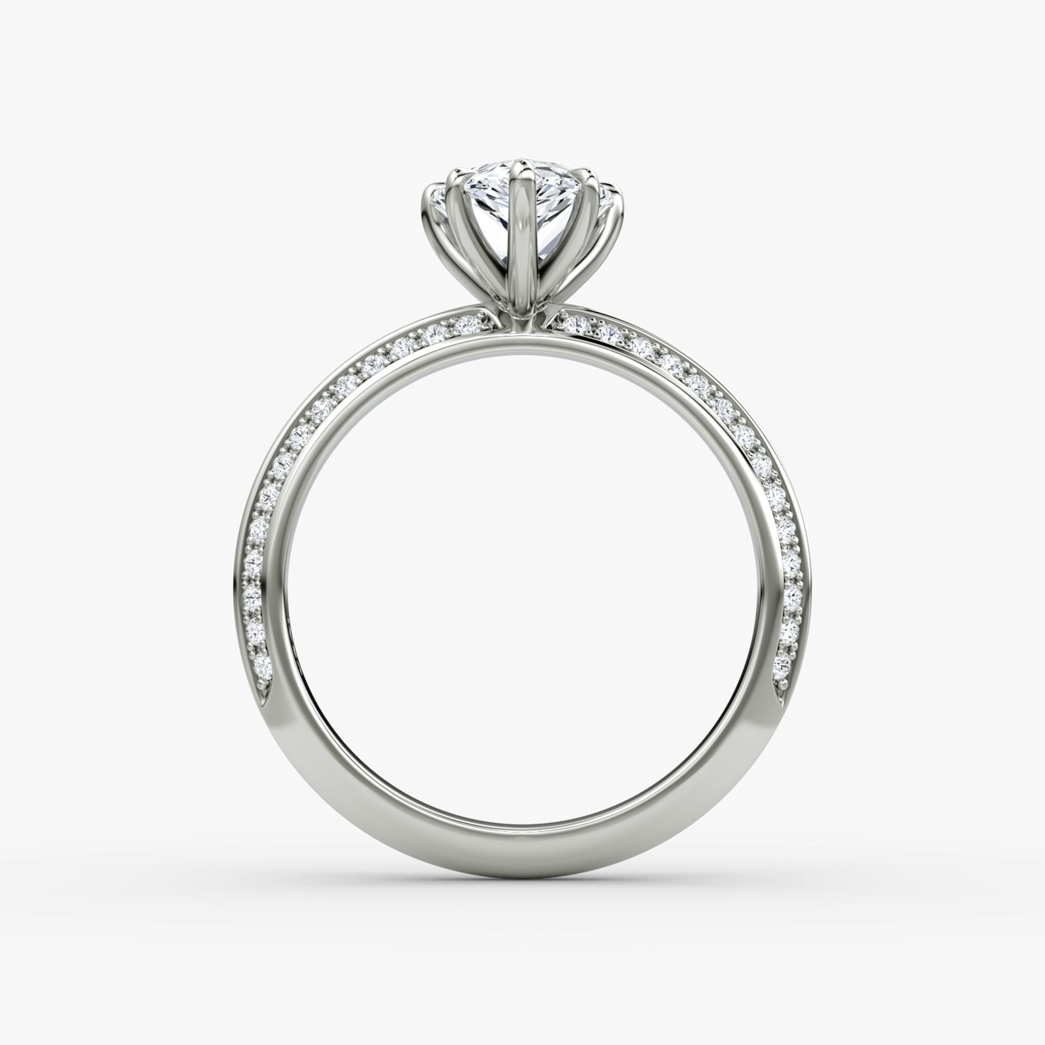 The Knife-Edge | Pear | 18k | White Gold | bandAccent: Pavé | hiddenHalo: no | diamondOrientation: vertical | caratWeight: other