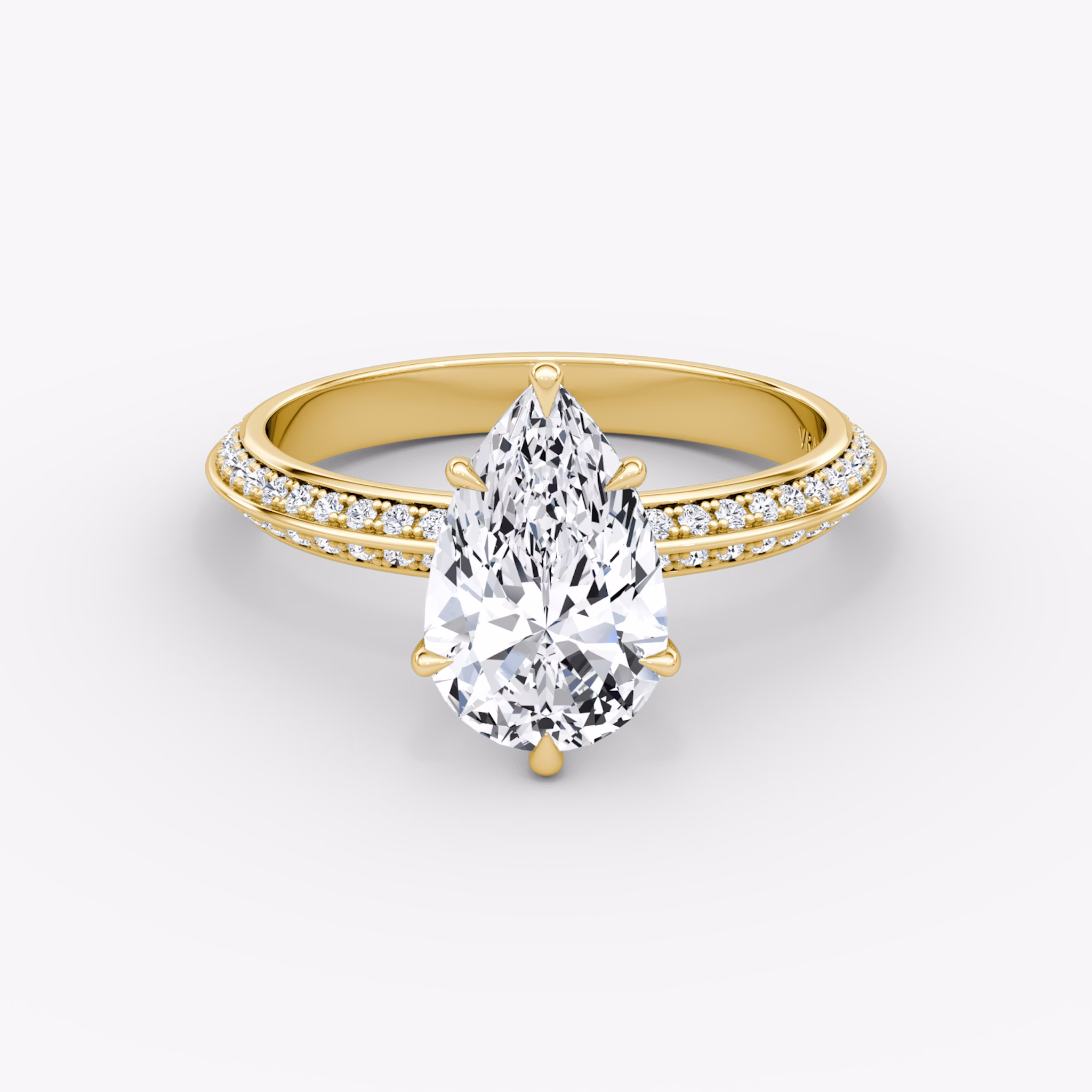 The Knife-Edge | Pear | 18k | Yellow Gold | bandAccent: Pavé | hiddenHalo: no | diamondOrientation: vertical | caratWeight: other