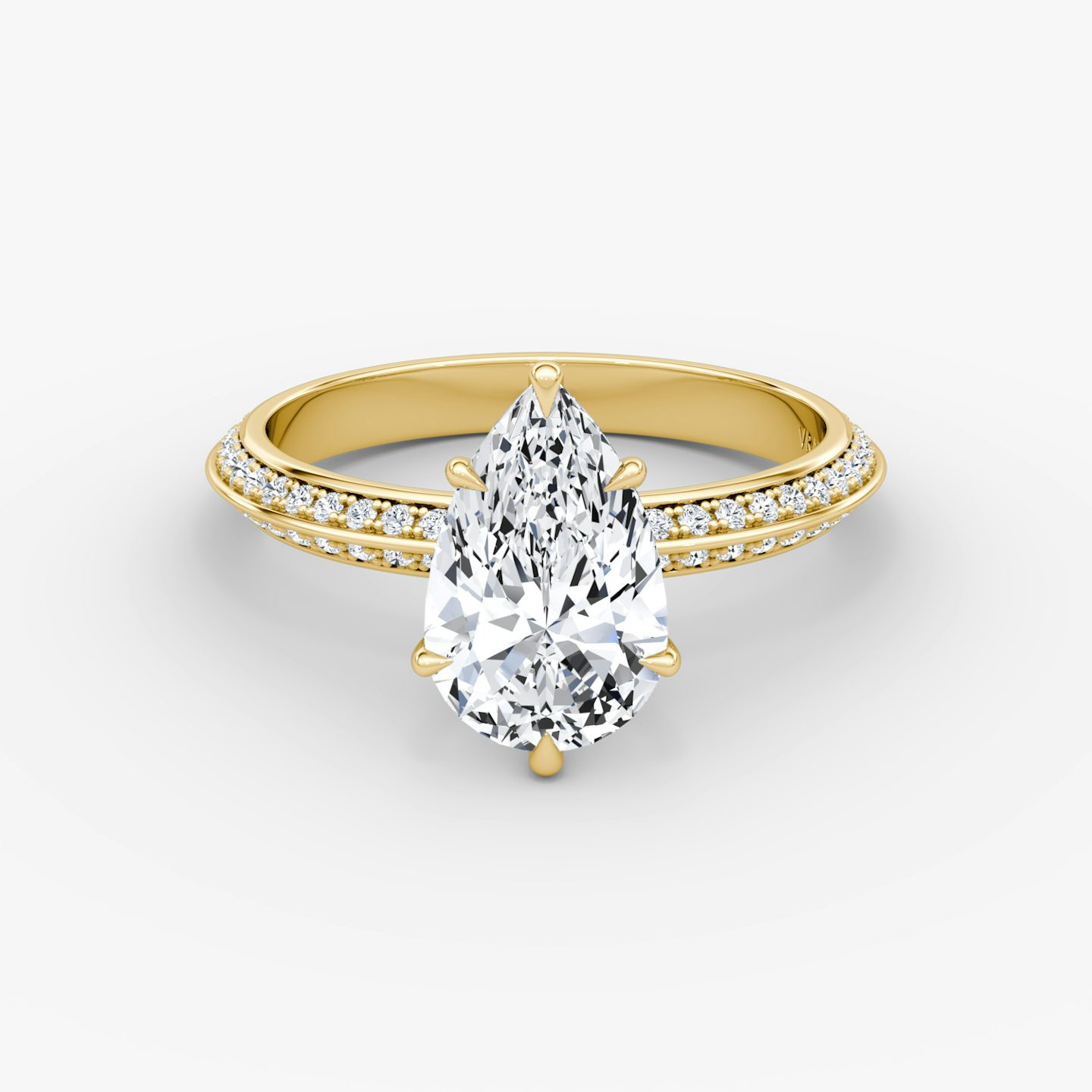 Knife-Edge | Tropfen | 18k | Gelbgold | bandAccent: Mit Pavé-Besatz | hiddenHalo: no | diamondOrientation: vertical | caratWeight: other