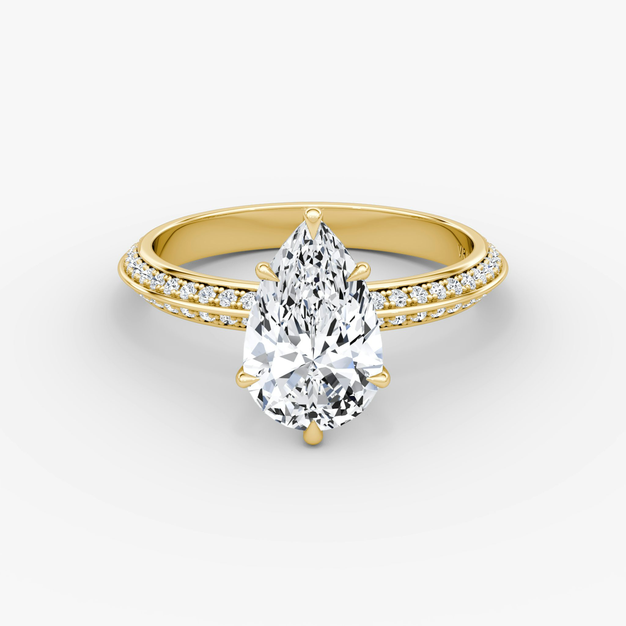 The Knife-Edge | Pear | 18k | Yellow Gold | bandAccent: Pavé | hiddenHalo: no | diamondOrientation: vertical | caratWeight: other
