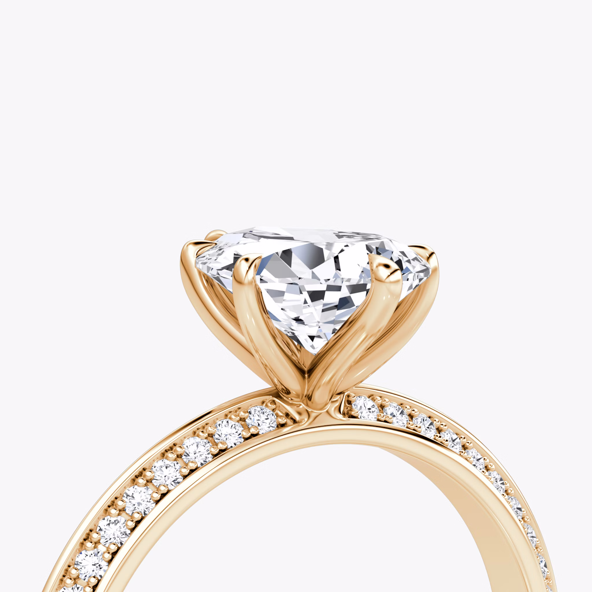 The Knife-Edge | Pear | 14k | Rose Gold | bandAccent: Pavé | hiddenHalo: no | diamondOrientation: vertical | caratWeight: other