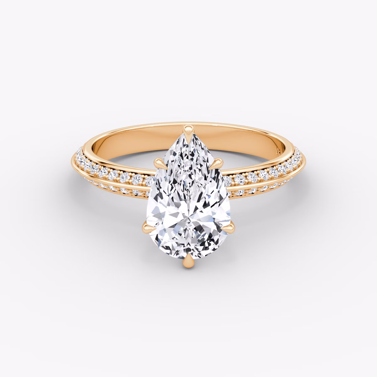 The Knife-Edge | Pear | 14k | Rose Gold | bandAccent: Pavé | hiddenHalo: no | diamondOrientation: vertical | caratWeight: other