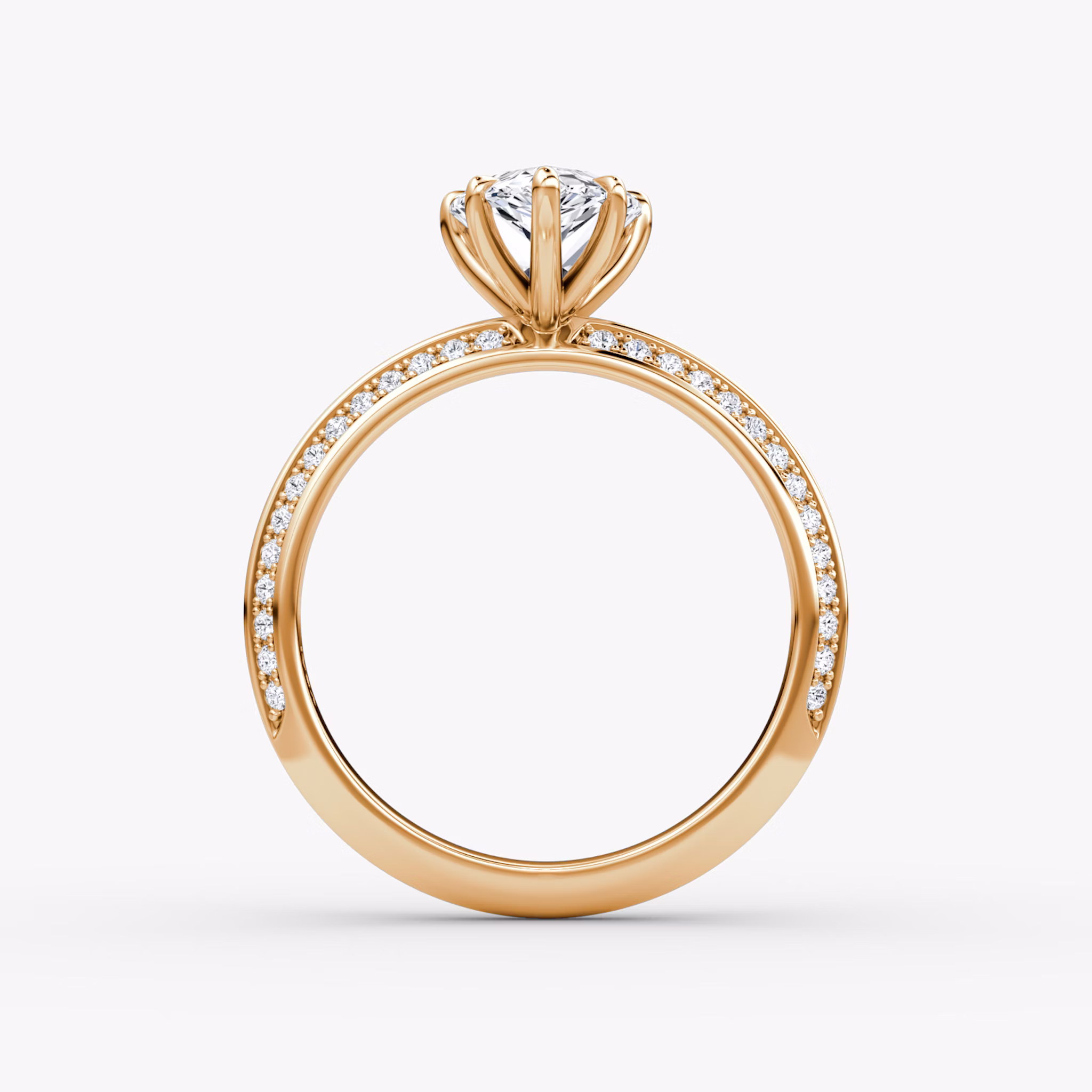 The Knife-Edge | Pear | 14k | Rose Gold | bandAccent: Pavé | hiddenHalo: no | diamondOrientation: vertical | caratWeight: other