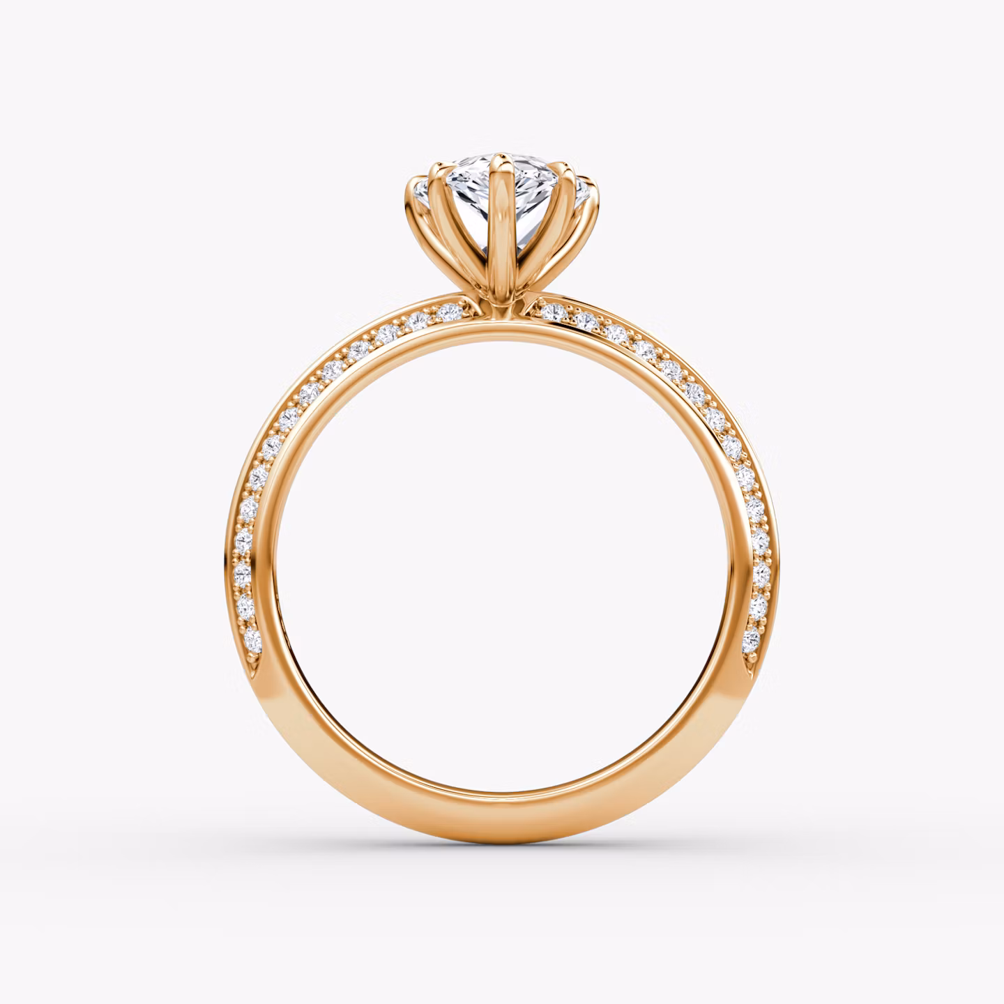 The Knife-Edge | Pear | 14k | Rose Gold | bandAccent: Pavé | hiddenHalo: no | diamondOrientation: vertical | caratWeight: other
