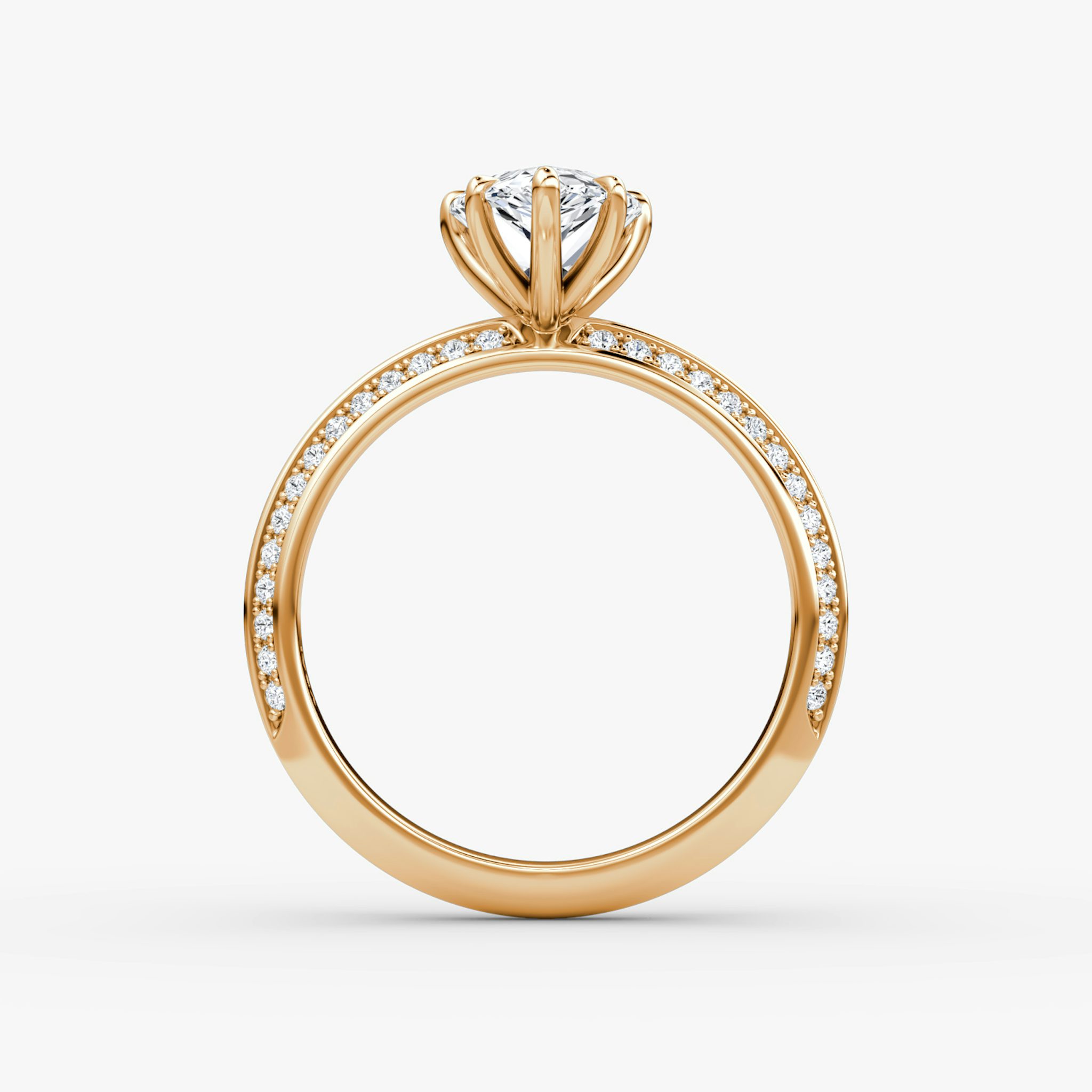 The Knife-Edge | Pear | 14k | Rose Gold | bandAccent: Pavé | hiddenHalo: no | diamondOrientation: vertical | caratWeight: other