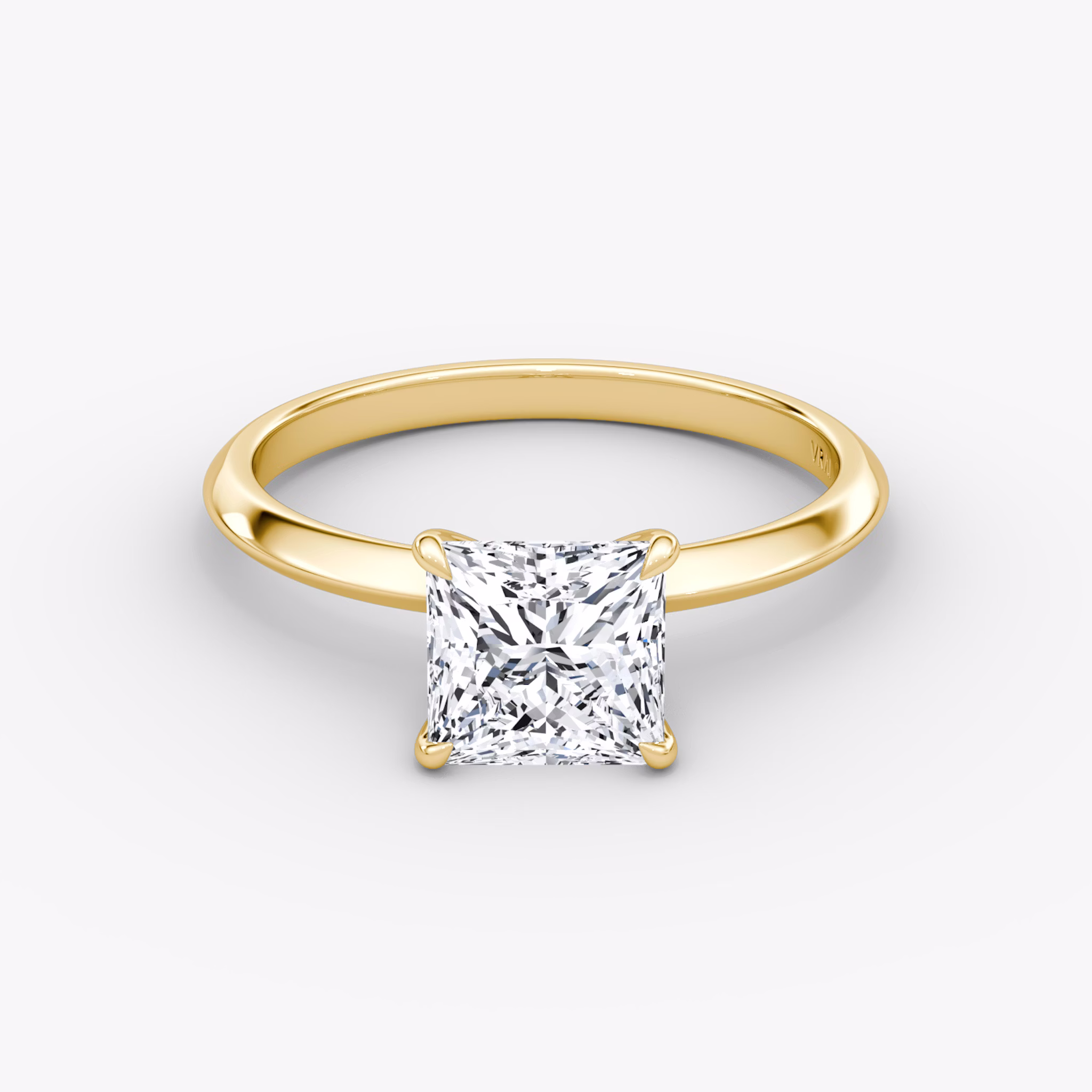 The Knife-Edge | Princess | 18k | Yellow Gold | bandAccent: Plain | hiddenHalo: no | diamondOrientation: vertical | caratWeight: other