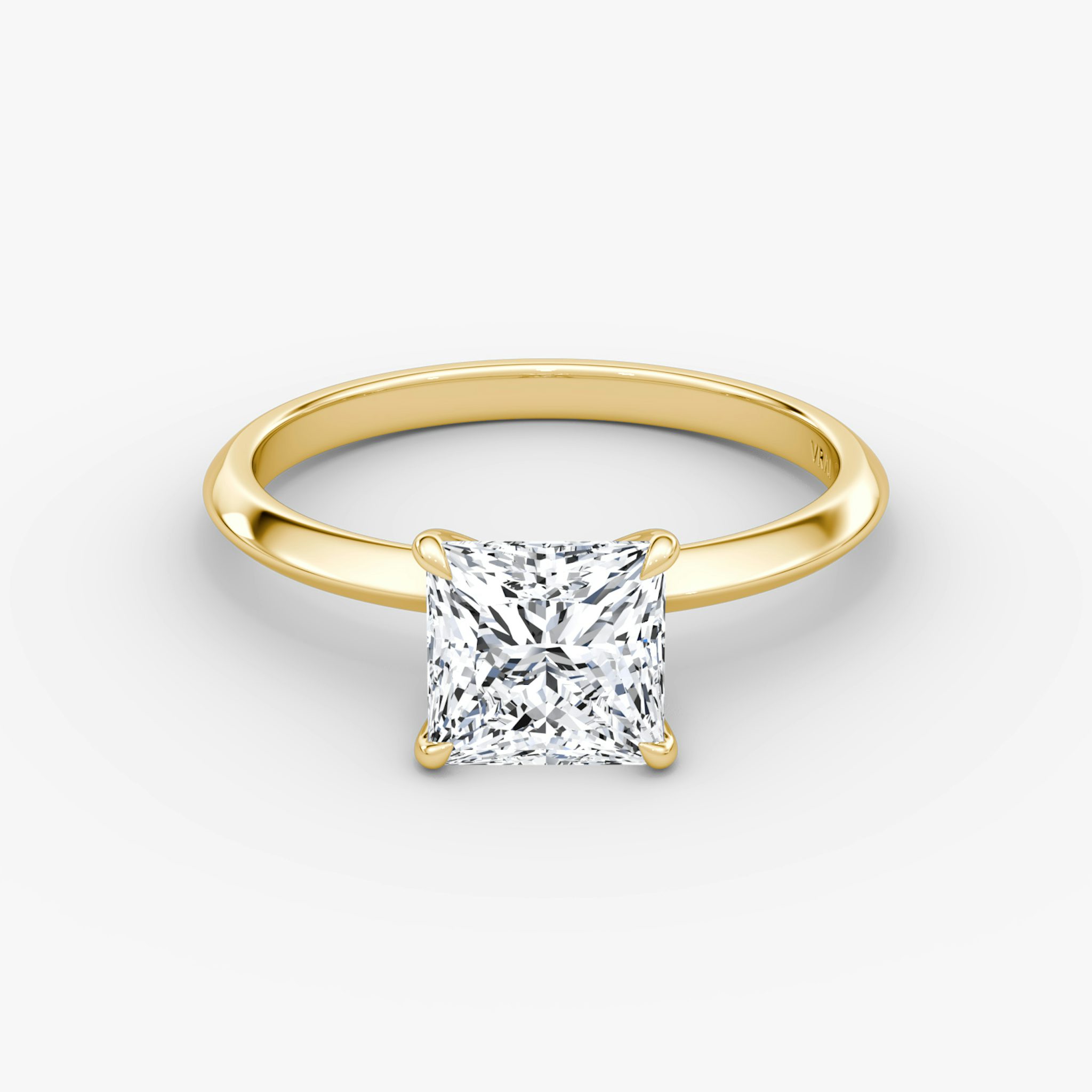 The Knife-Edge | Princess | 18k | Yellow Gold | bandAccent: Plain | hiddenHalo: no | diamondOrientation: vertical | caratWeight: other