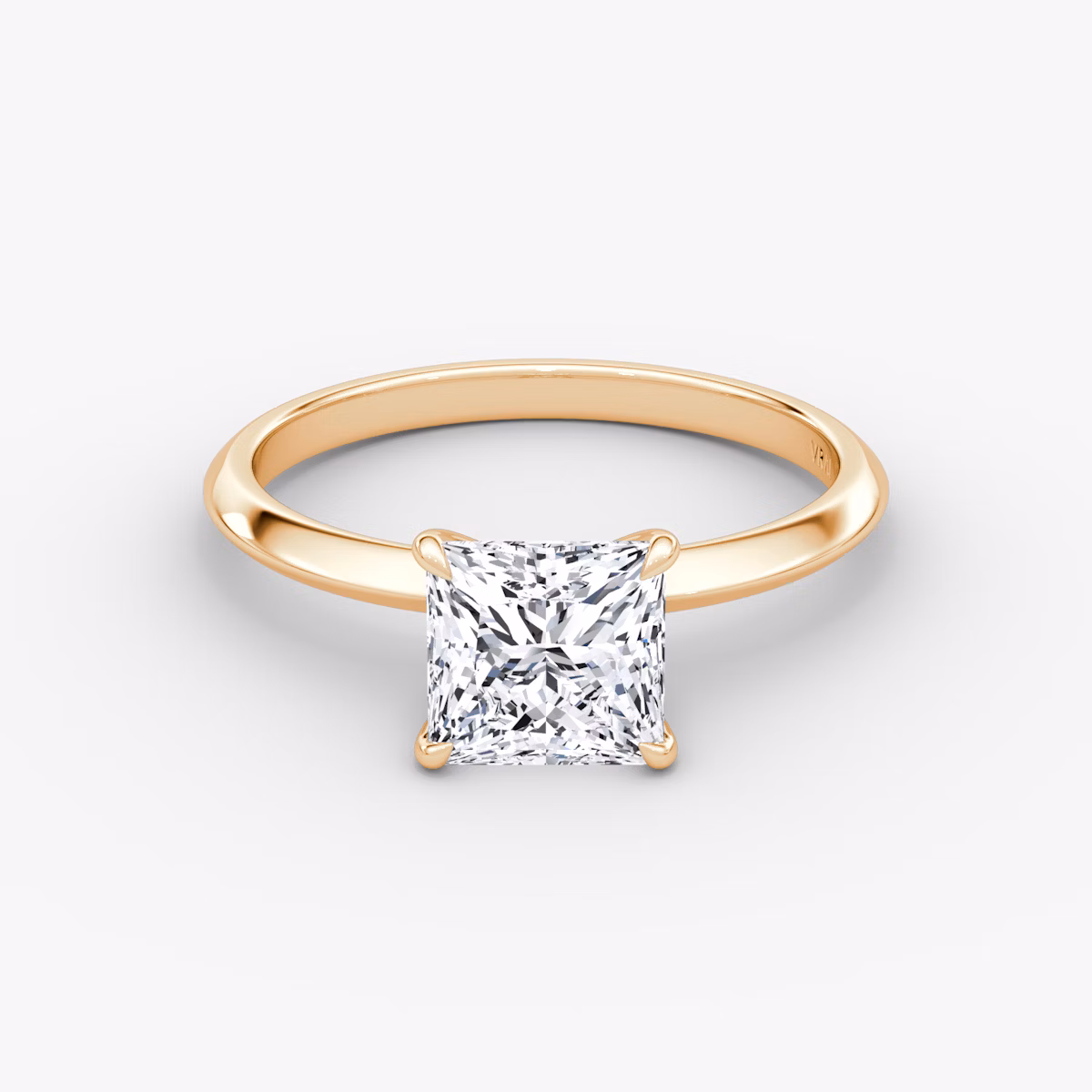 The Knife-Edge | Princess | 14k | Rose Gold | bandAccent: Plain | hiddenHalo: no | diamondOrientation: vertical | caratWeight: other