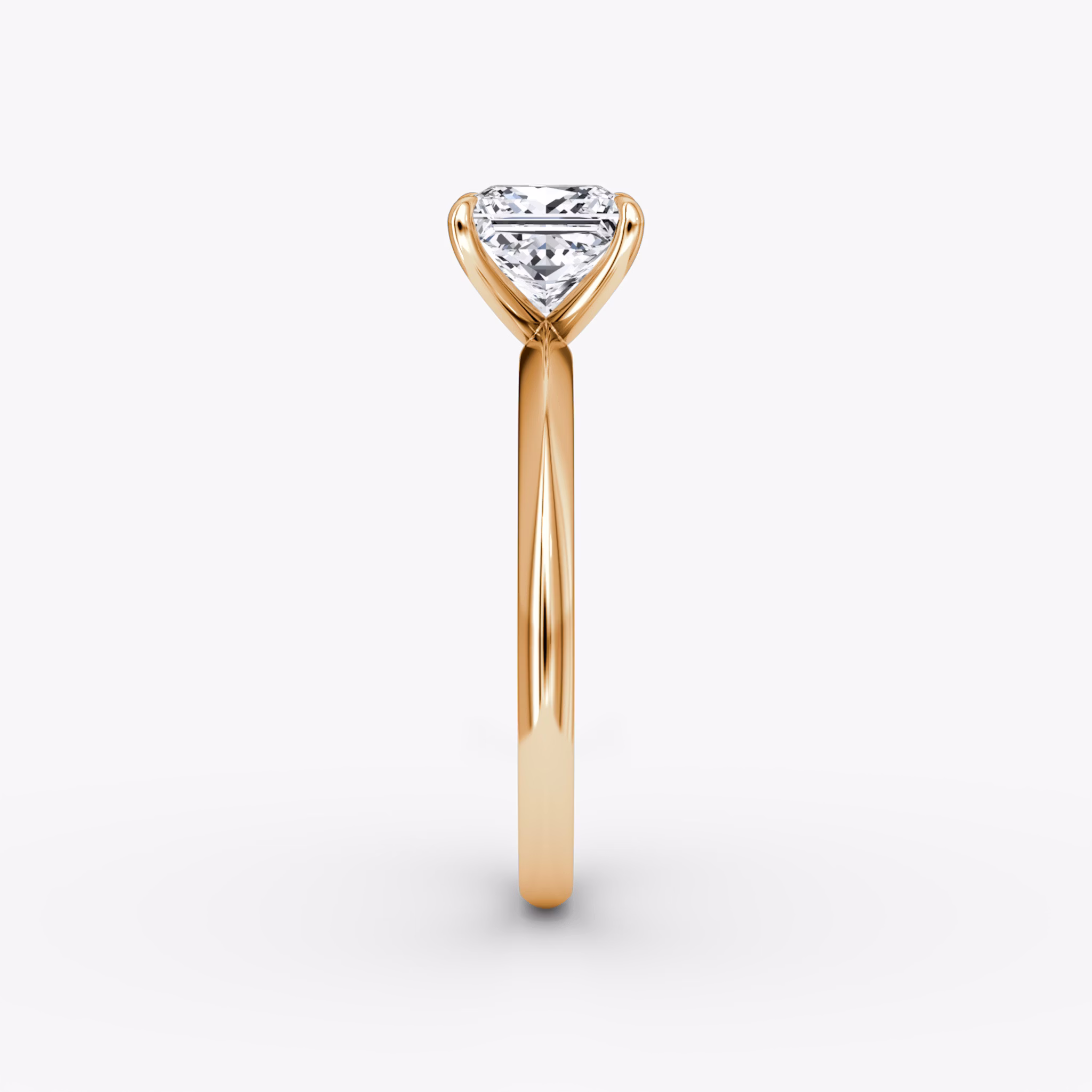 The Knife-Edge | Princess | 14k | Rose Gold | bandAccent: Plain | hiddenHalo: no | diamondOrientation: vertical | caratWeight: other