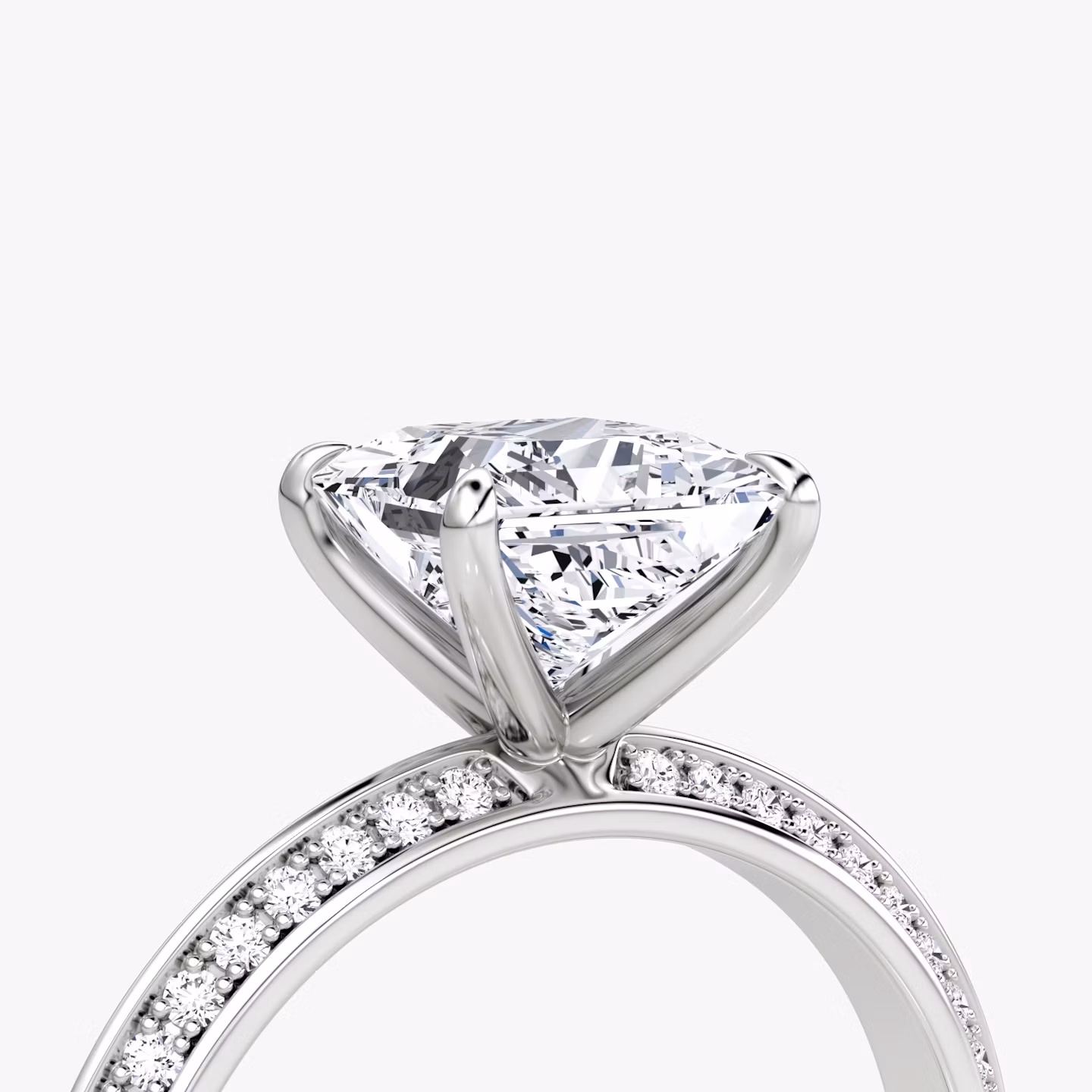 The Knife-Edge | Princess | Platinum | bandAccent: Pavé | hiddenHalo: no | diamondOrientation: vertical | caratWeight: other