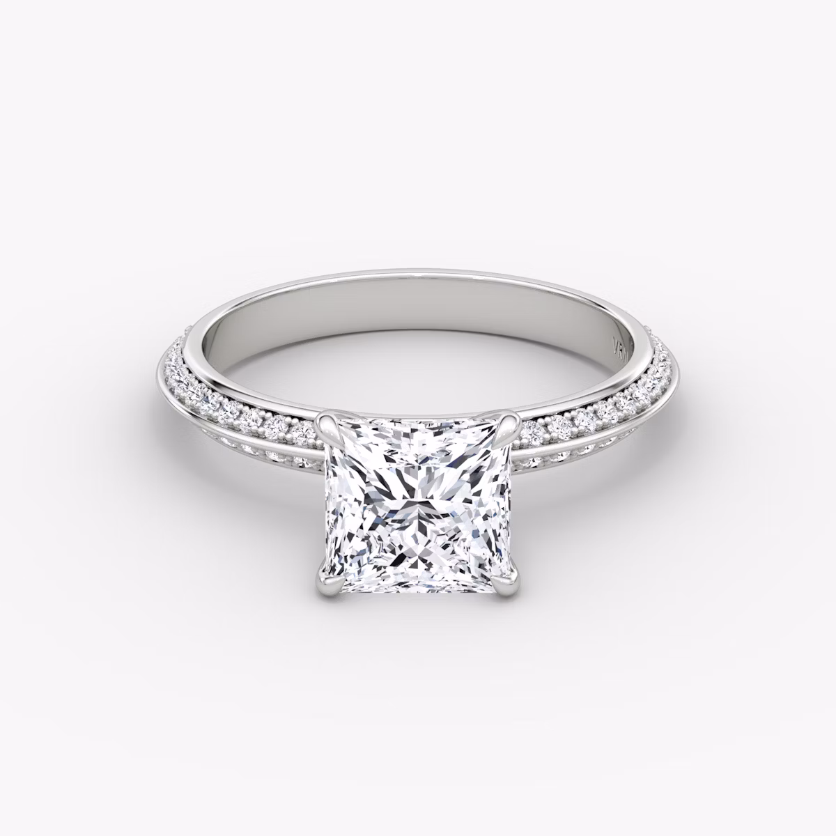 The Knife-Edge | Princess | 18k | White Gold | bandAccent: Pavé | hiddenHalo: no | diamondOrientation: vertical | caratWeight: other