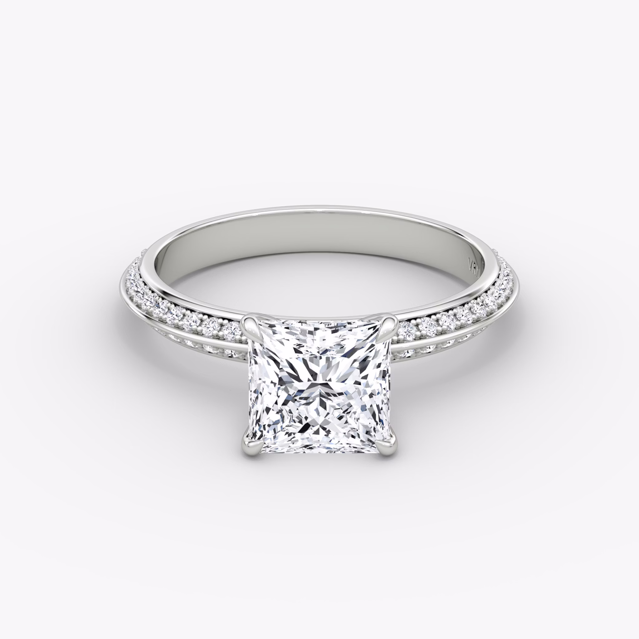The Knife-Edge | Princess | 18k | White Gold | bandAccent: Pavé | hiddenHalo: no | diamondOrientation: vertical | caratWeight: other
