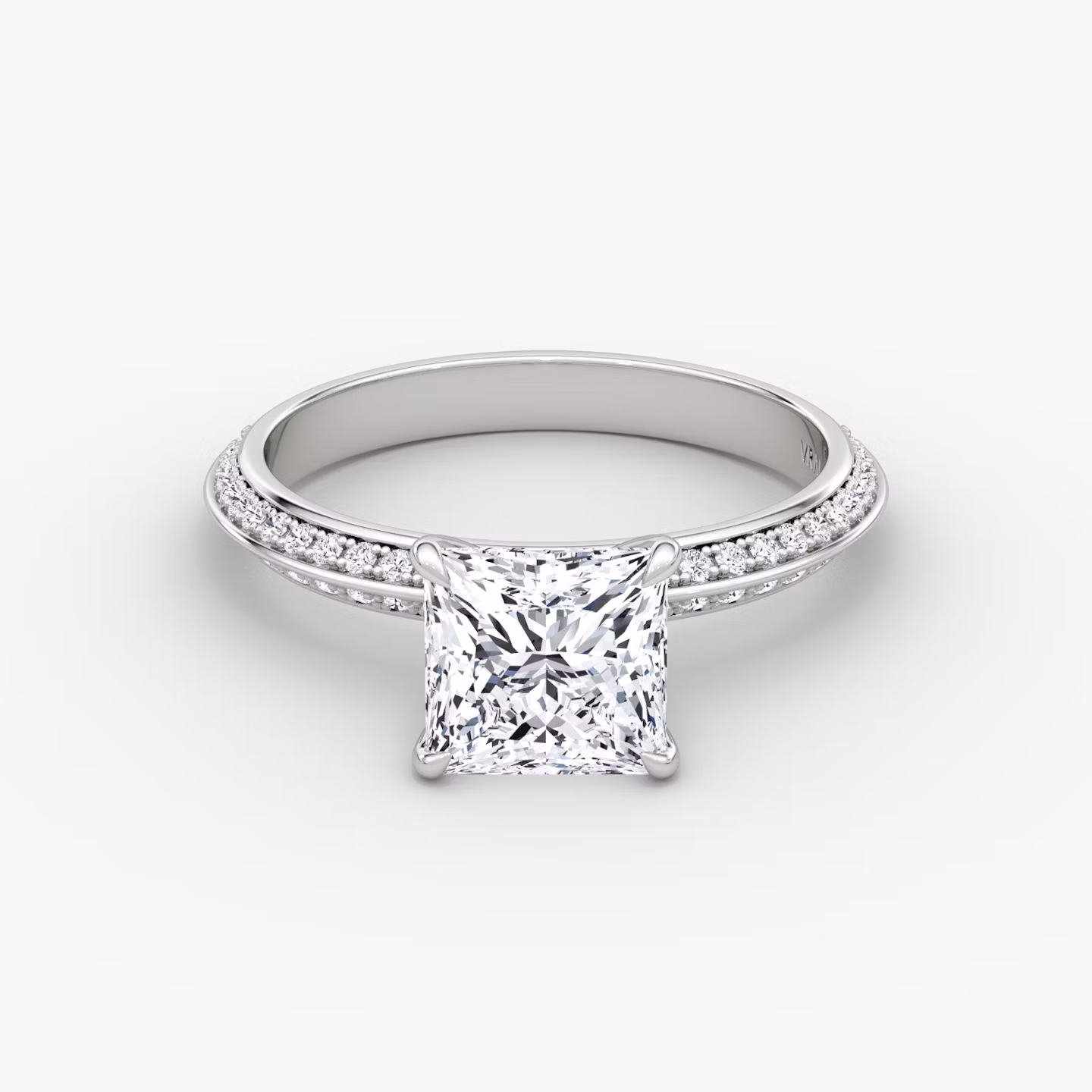 The Knife-Edge | Princess | Platinum | bandAccent: Pavé | hiddenHalo: no | diamondOrientation: vertical | caratWeight: other