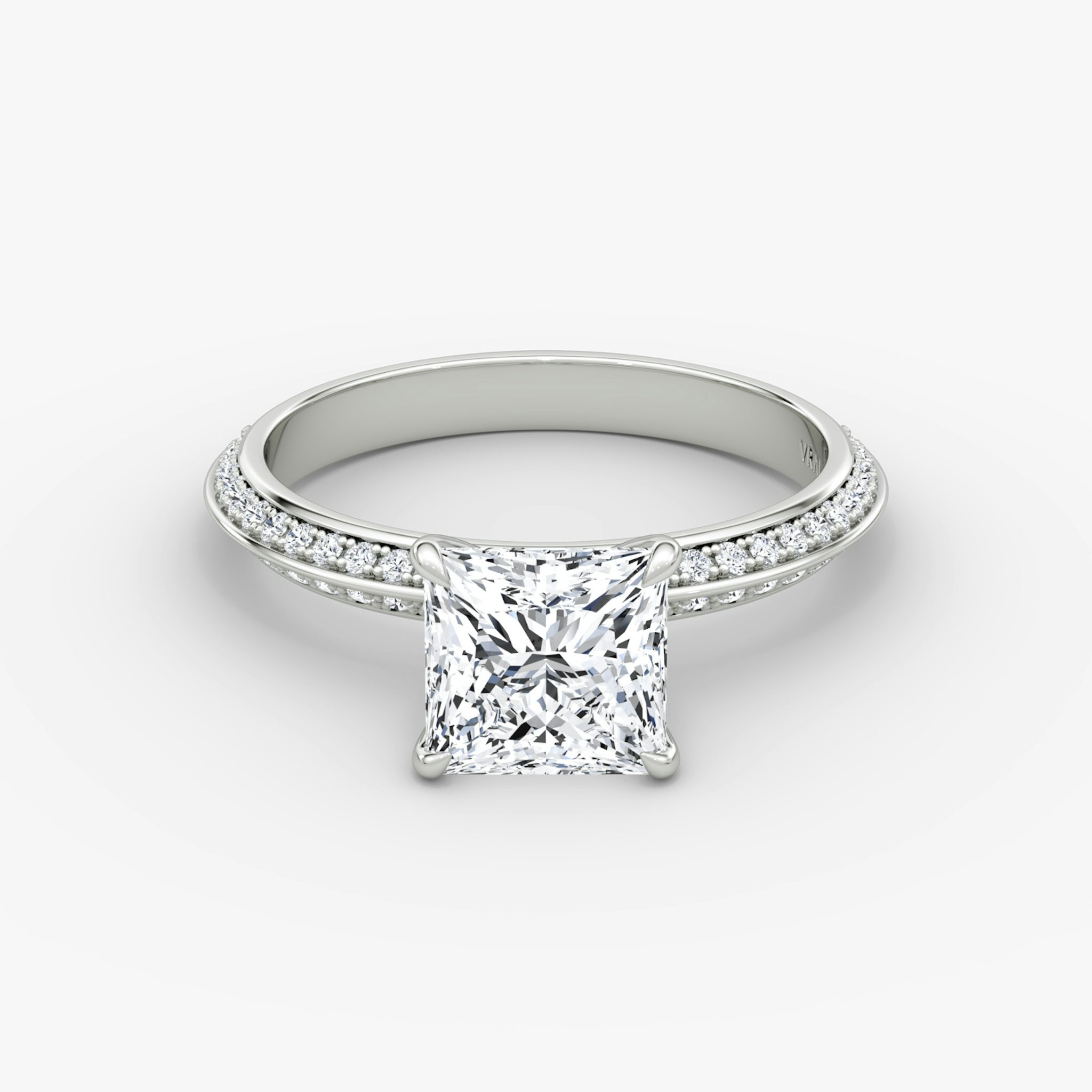 The Knife-Edge | Princess | 18k | White Gold | bandAccent: Pavé | hiddenHalo: no | diamondOrientation: vertical | caratWeight: other