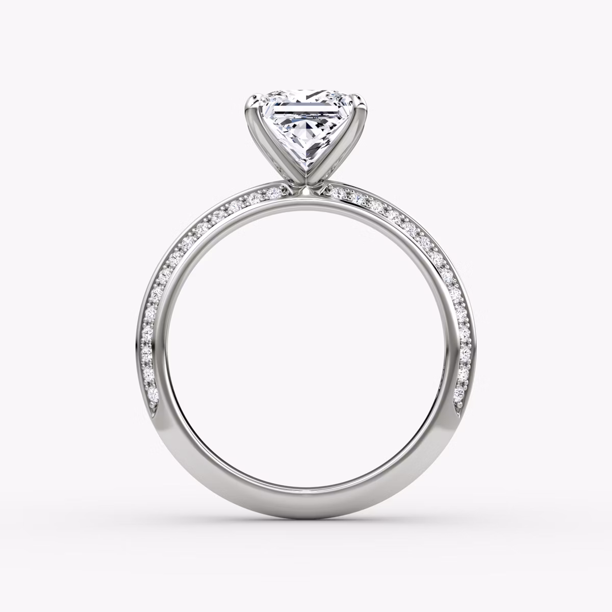 The Knife-Edge | Princess | 18k | White Gold | bandAccent: Pavé | hiddenHalo: no | diamondOrientation: vertical | caratWeight: other