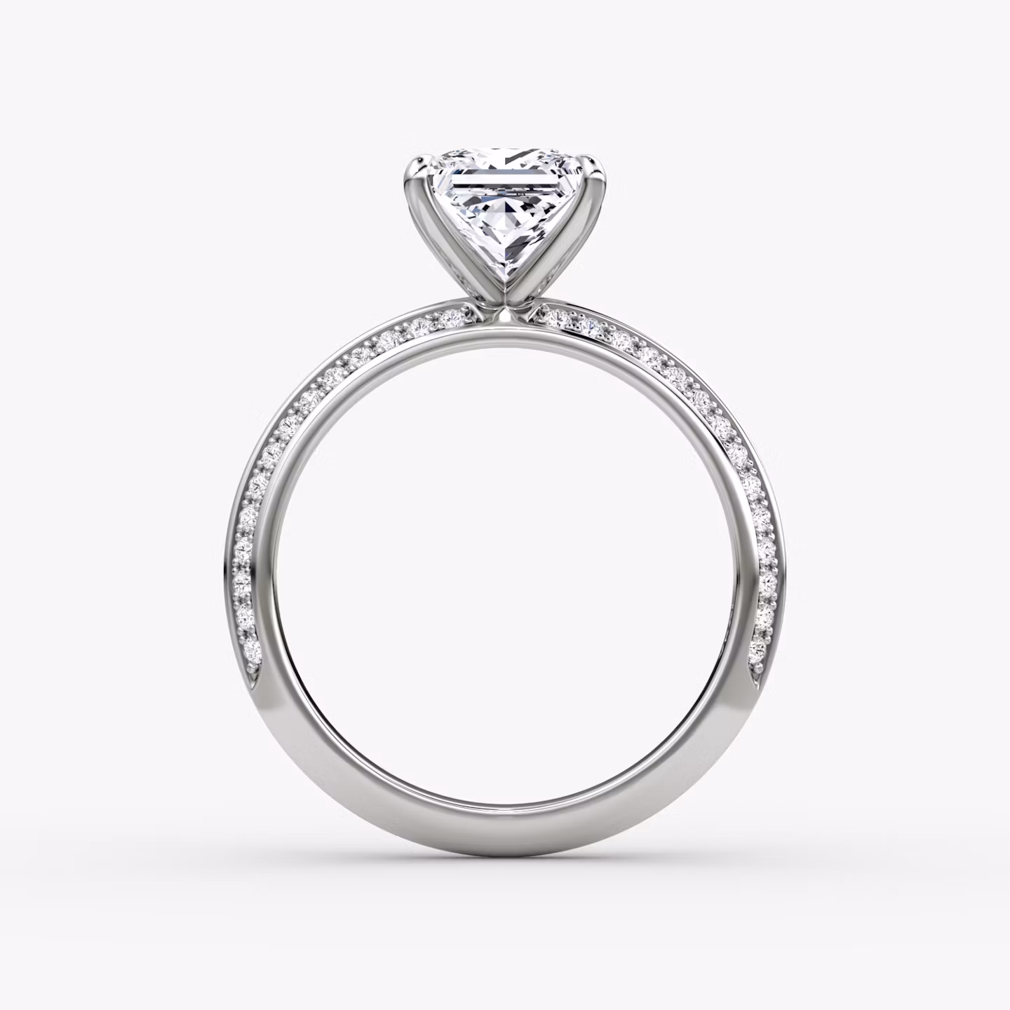 The Knife-Edge | Princess | Platinum | bandAccent: Pavé | hiddenHalo: no | diamondOrientation: vertical | caratWeight: other