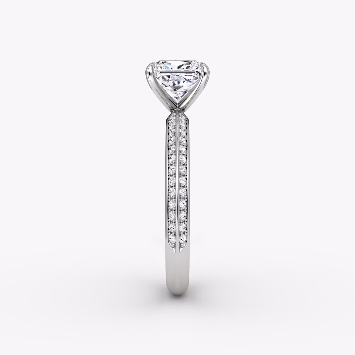 The Knife-Edge | Princess | Platinum | bandAccent: Pavé | hiddenHalo: no | diamondOrientation: vertical | caratWeight: other