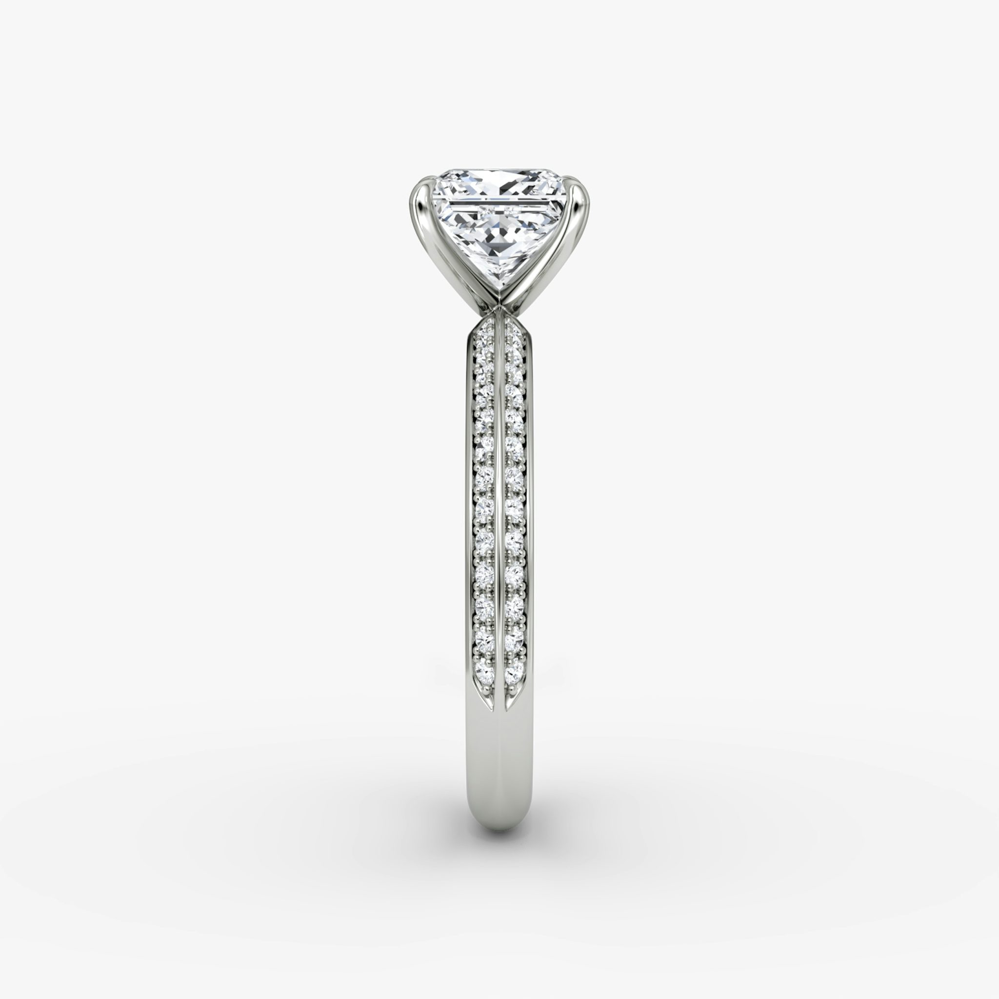 The Knife-Edge | Princess | 18k | White Gold | bandAccent: Pavé | hiddenHalo: no | diamondOrientation: vertical | caratWeight: other