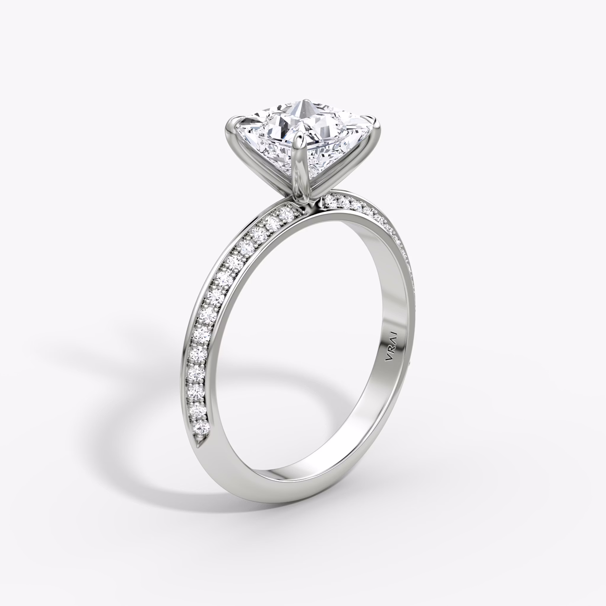 The Knife-Edge | Princess | 18k | White Gold | bandAccent: Pavé | hiddenHalo: no | diamondOrientation: vertical | caratWeight: other