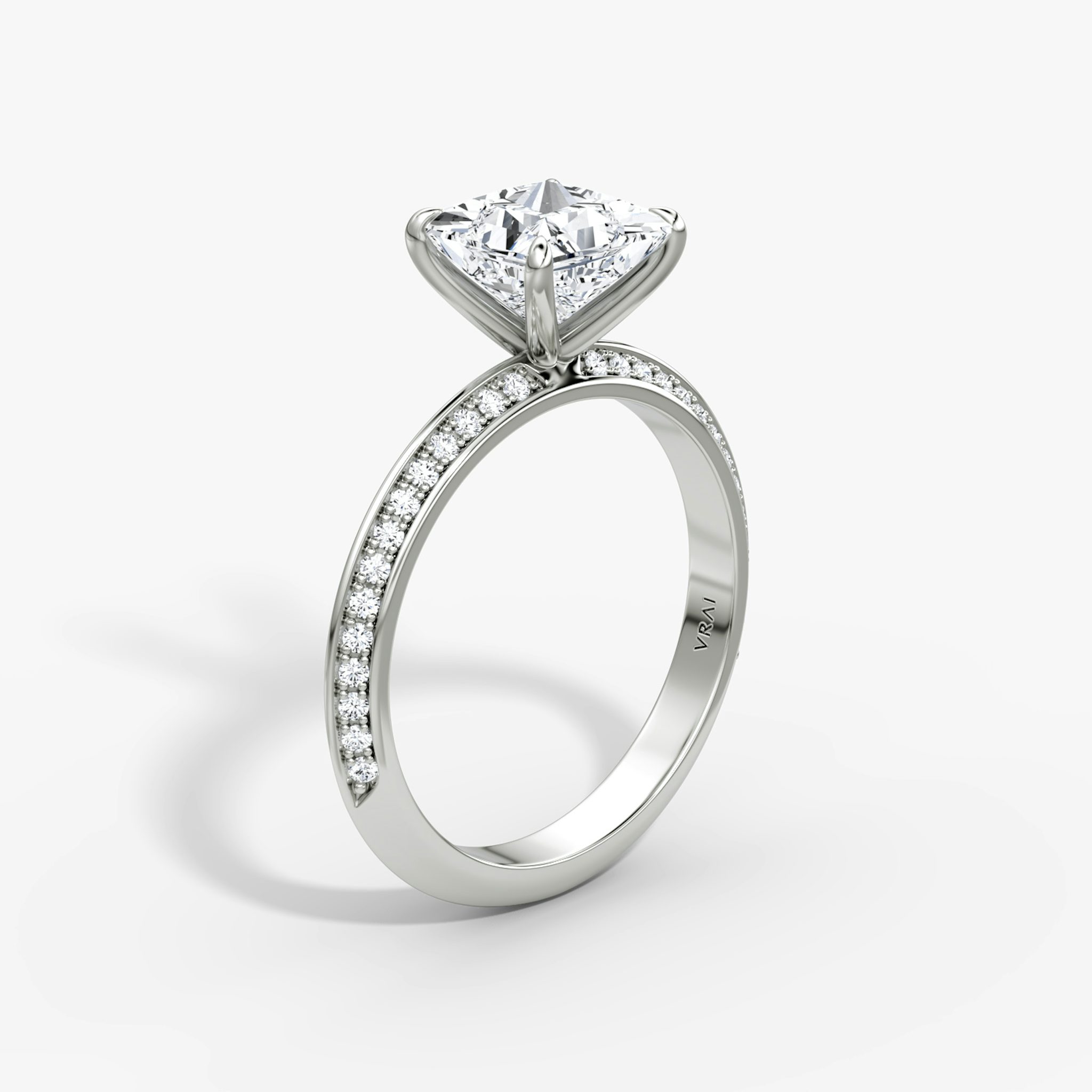 The Knife-Edge | Princess | 18k | White Gold | bandAccent: Pavé | hiddenHalo: no | diamondOrientation: vertical | caratWeight: other