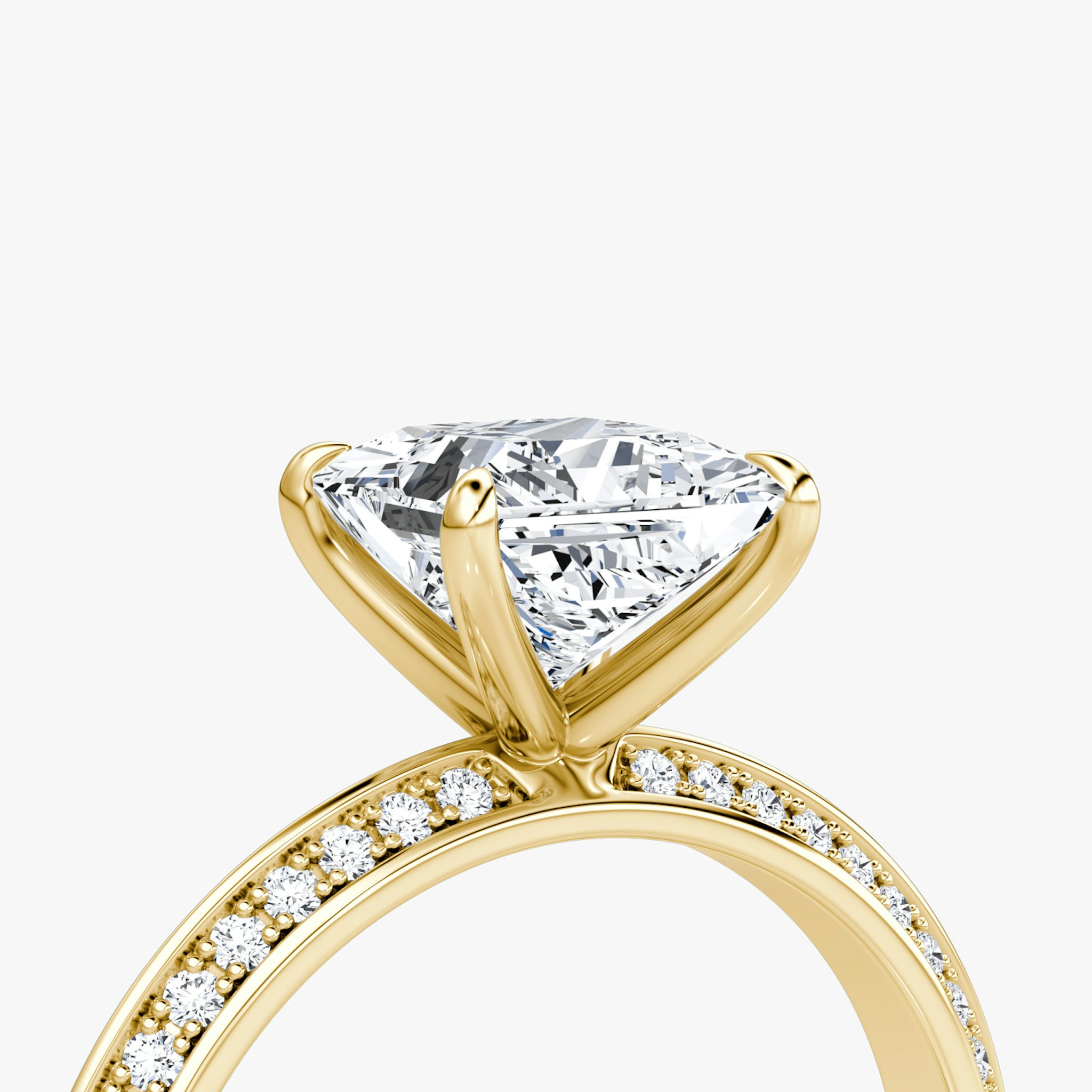 The Knife-Edge | Princess | 18k | Yellow Gold | bandAccent: Pavé | hiddenHalo: no | diamondOrientation: vertical | caratWeight: other