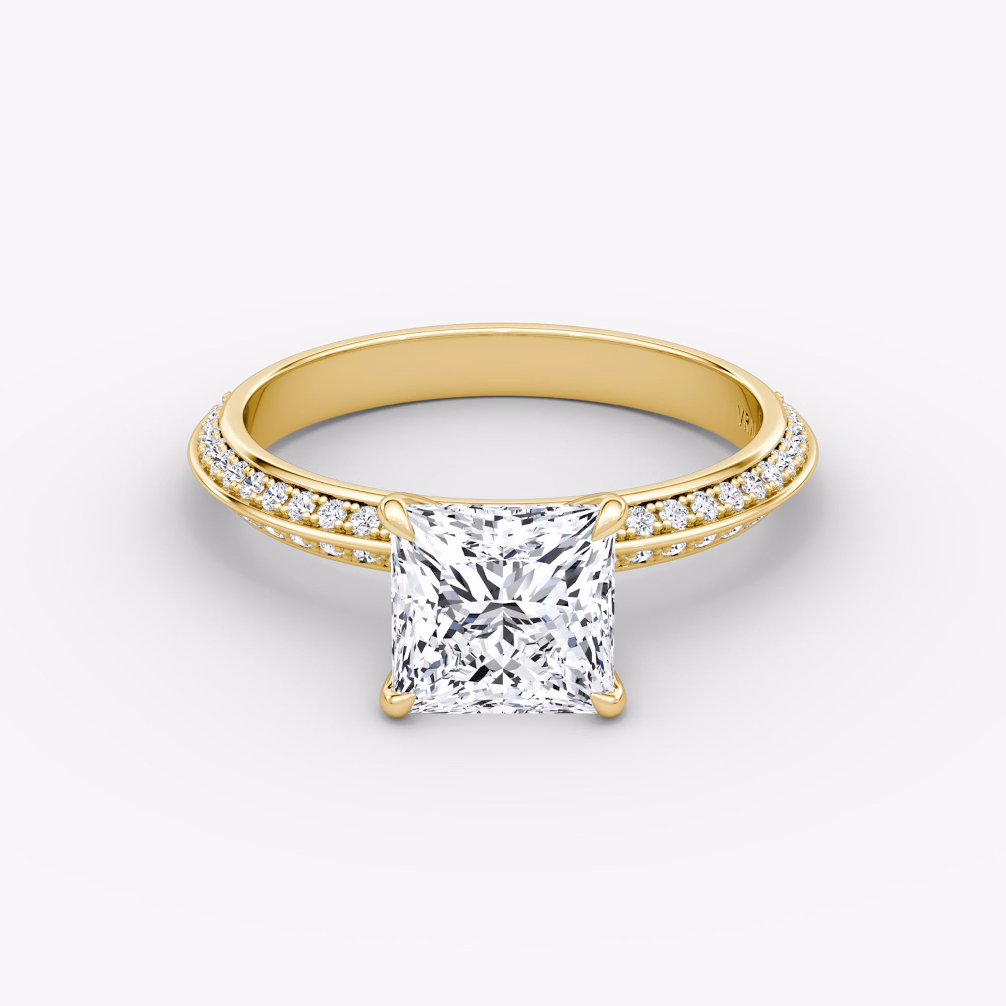 The Knife-Edge | Princess | 18k | Yellow Gold | bandAccent: Pavé | hiddenHalo: no | diamondOrientation: vertical | caratWeight: other