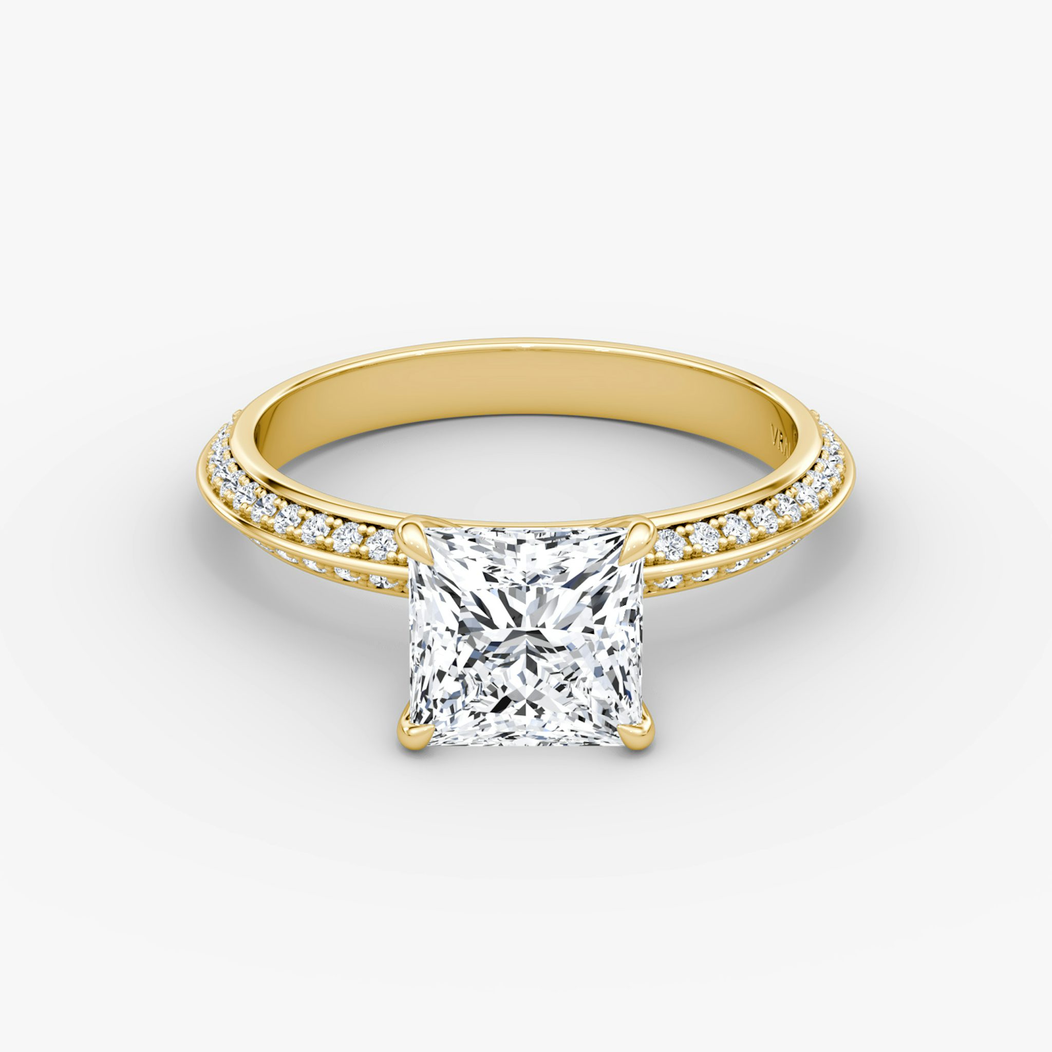 The Knife-Edge | Princess | 18k | Yellow Gold | bandAccent: Pavé | hiddenHalo: no | diamondOrientation: vertical | caratWeight: other